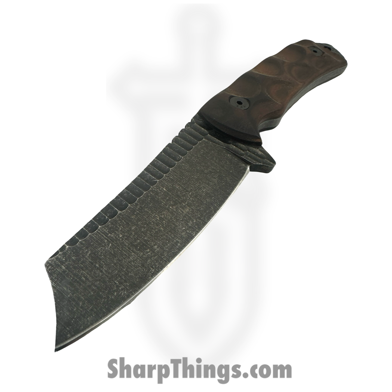 Stroup Knives - DF1-W - Desert Fox - Fixed Blade Knife - 1095 HC Acid Wash Modified Clip Point - Honduran Rosewood - Brown - Image 3