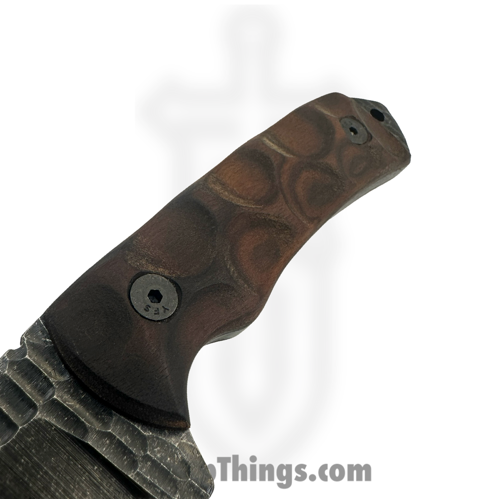 Stroup Knives - DF1-W - Desert Fox - Fixed Blade Knife - 1095 HC Acid Wash Modified Clip Point - Honduran Rosewood - Brown - Image 4