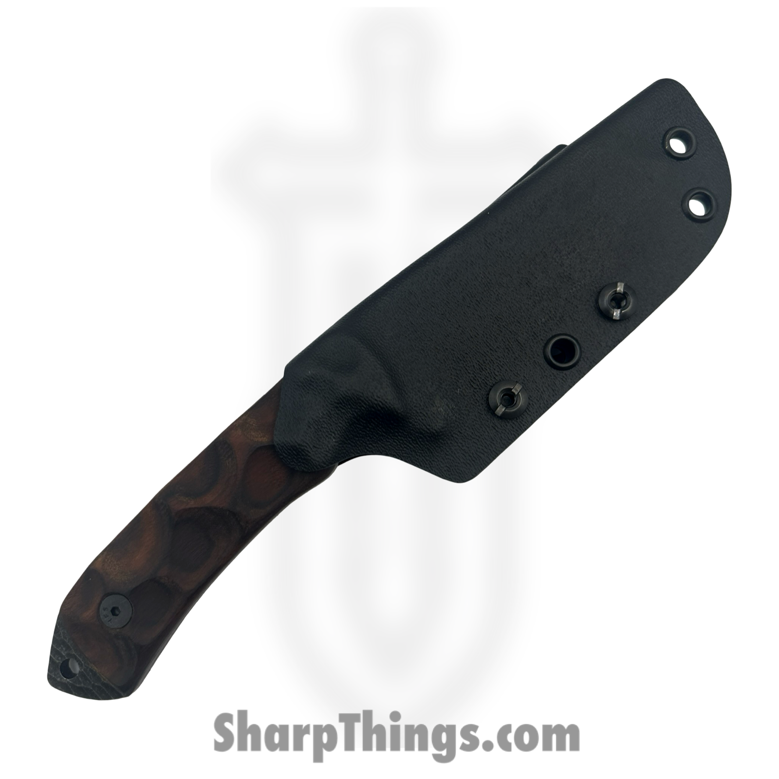 Stroup Knives - DF1-W - Desert Fox - Fixed Blade Knife - 1095 HC Acid Wash Modified Clip Point - Honduran Rosewood - Brown - Image 5