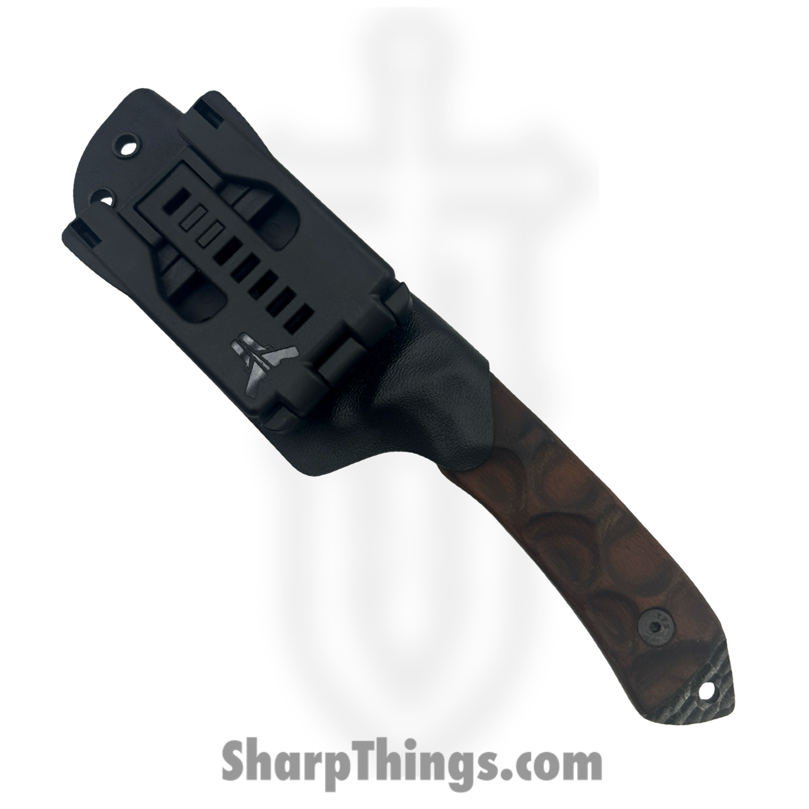 Stroup Knives - DF1-W - Desert Fox - Fixed Blade Knife - 1095 HC Acid Wash Modified Clip Point - Honduran Rosewood - Brown - Image 6