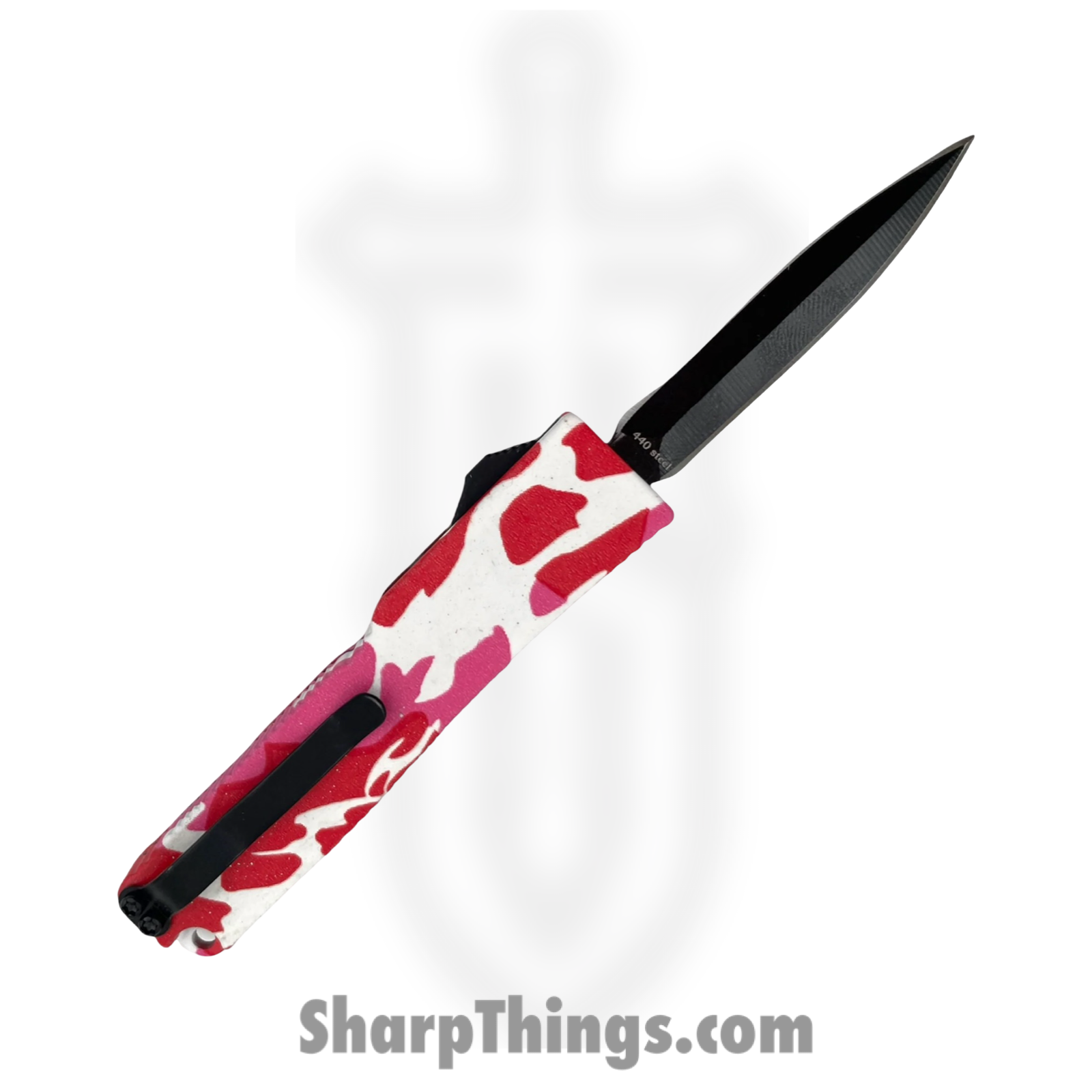 PTC - DT5S-DB-CM4 - 5 Inch Firecracker - OTF Auto - 440 SS Coated Dagger - Steel - Pink Camo - Image 2
