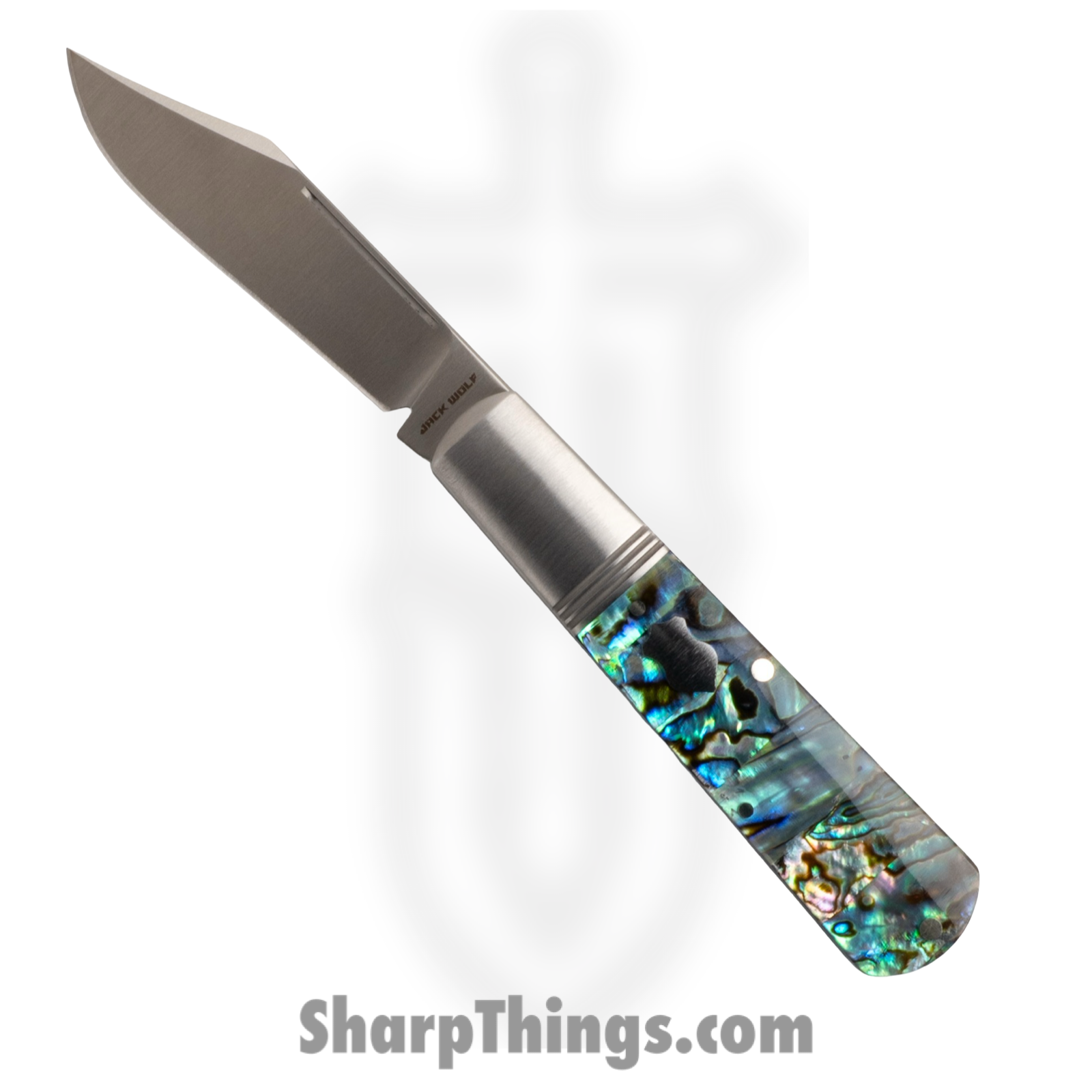 Jack Wolf Knives - GW-BAR-01-ABALONE - Gateway Barlow - Folding Knife - 14C28N Satin Barlow - Abalone - White