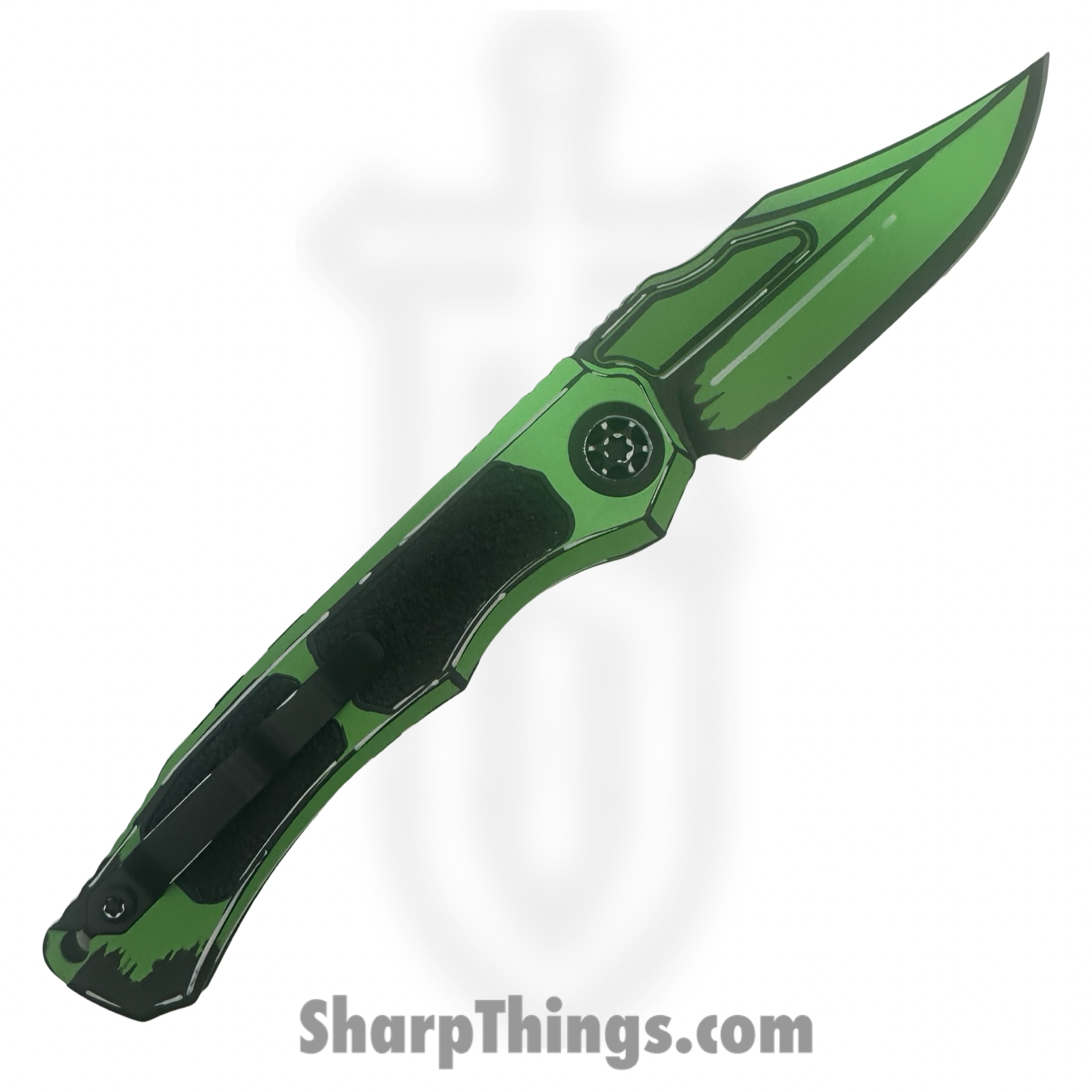 Heretic Knives - H002-CS-TX - Wraith V.4 Auto Cel Shade - Automatic Knife - CPM MagnaCut Coated Bowie - Aluminum - Toxic Green - Image 2