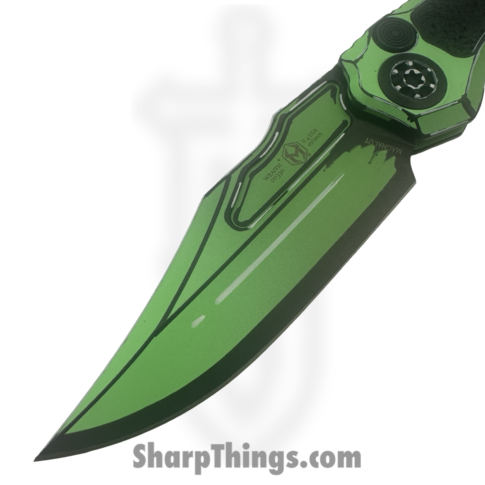Heretic Knives - H002-CS-TX - Wraith V.4 Auto Cel Shade - Automatic Knife - CPM MagnaCut Coated Bowie - Aluminum - Toxic Green - Image 4
