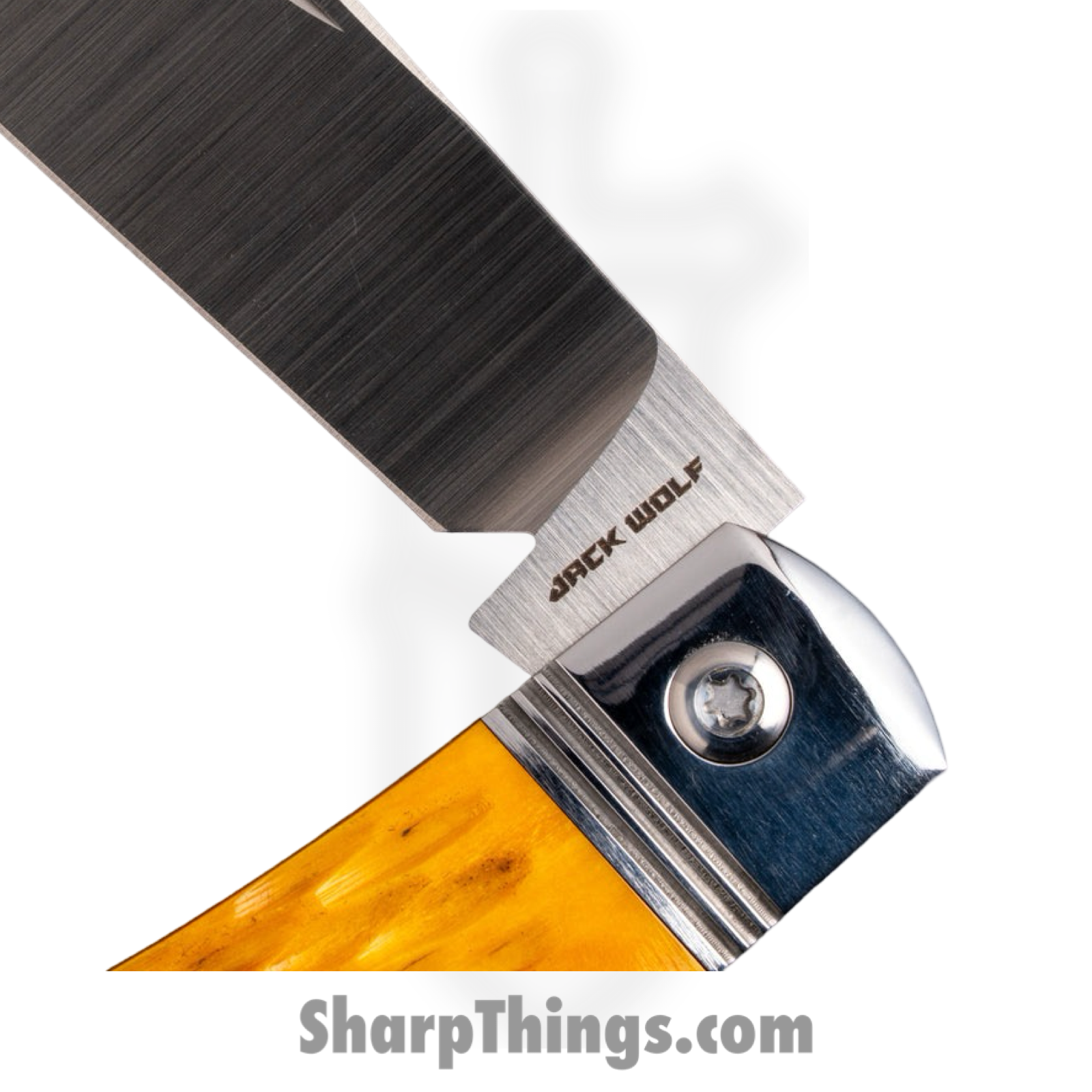 Jack Wolf Knives - K9-SS-01-JB-YEL - K9 Jack Steel Series - Folding Knife - 154CM Satin Dogleg - Jigged Bone - Yellow - Image 3