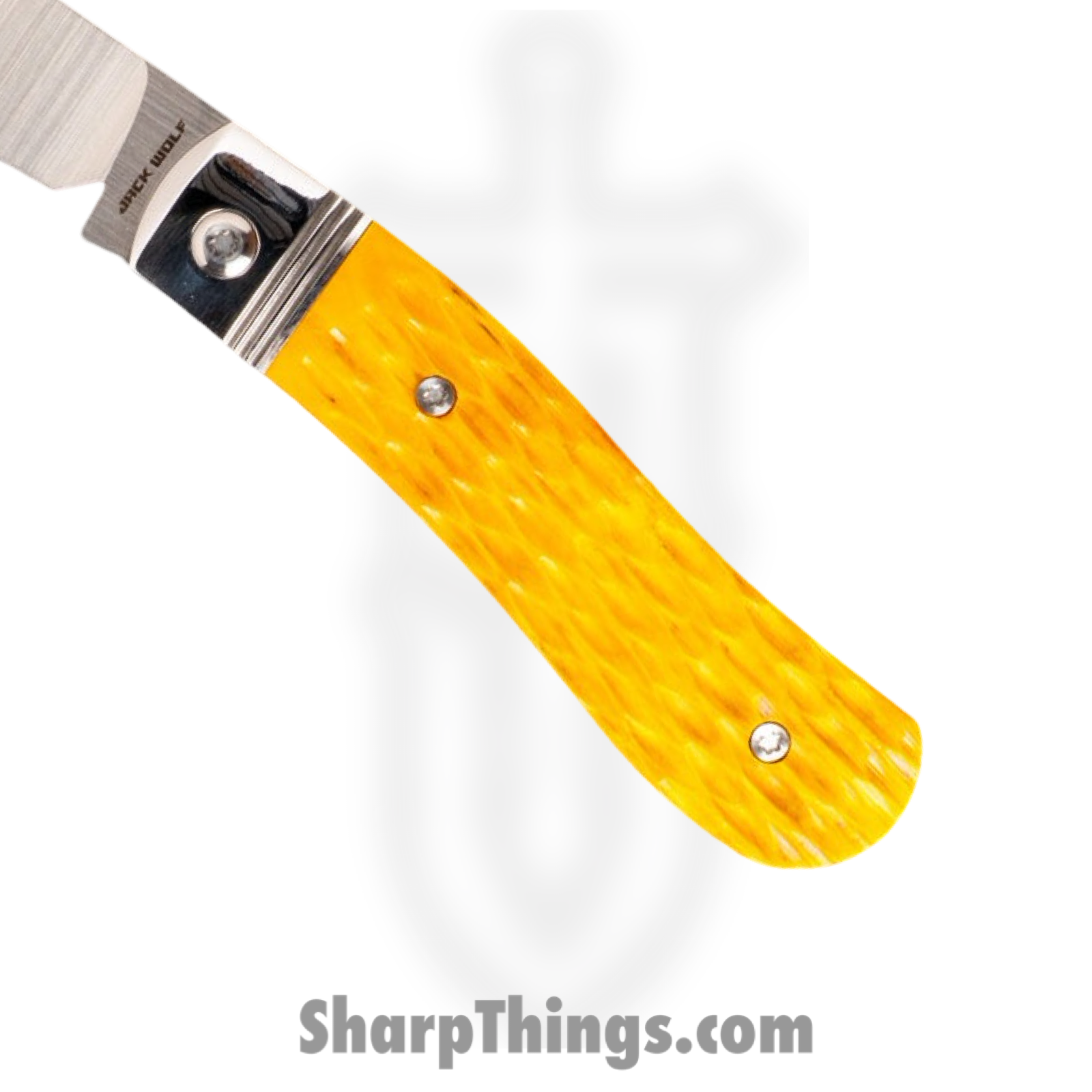Jack Wolf Knives - K9-SS-01-JB-YEL - K9 Jack Steel Series - Folding Knife - 154CM Satin Dogleg - Jigged Bone - Yellow - Image 4
