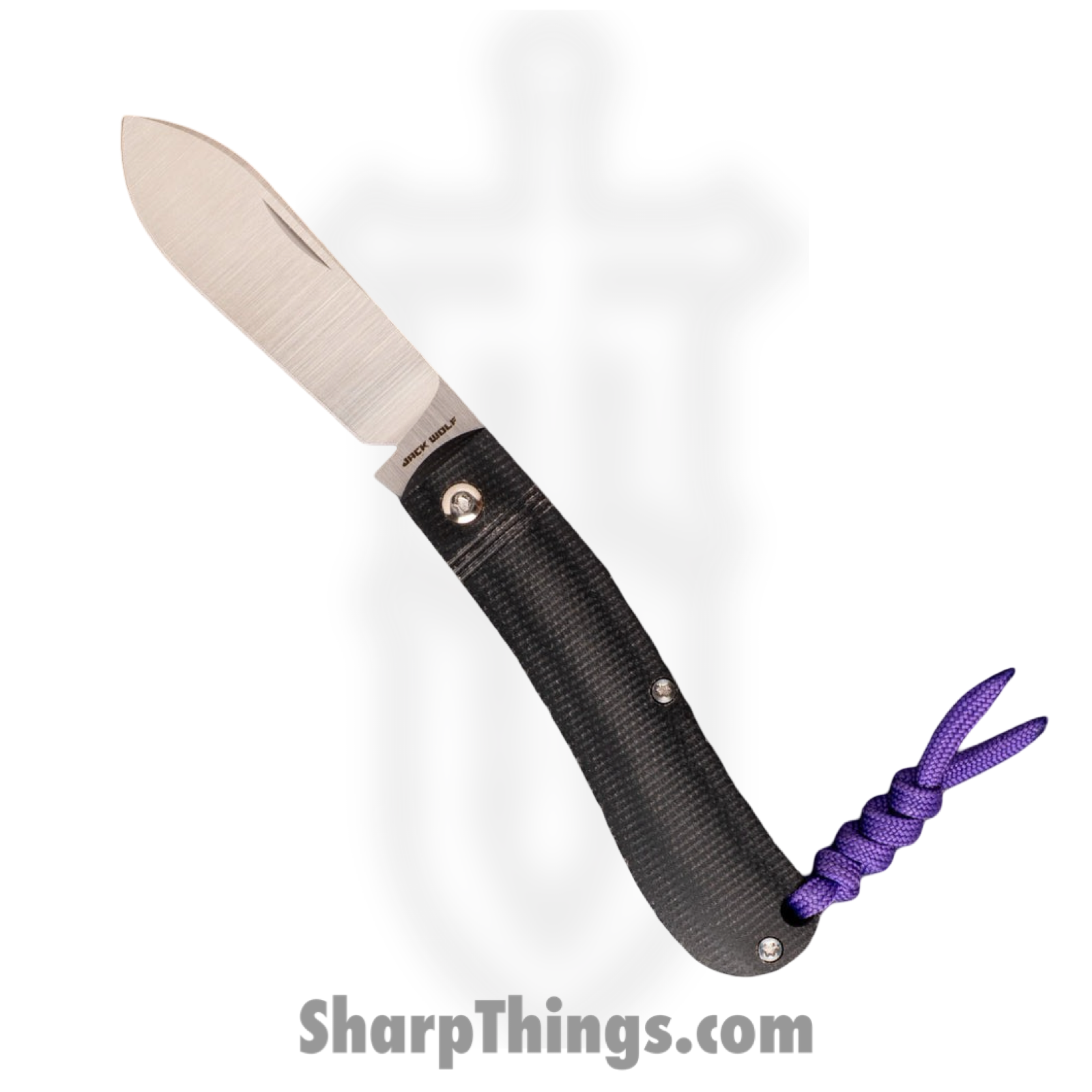 Jack Wolf Knives - K9-US-01-CANMIC-BLK - K9 Jack Ultralight Series - Folding Knife - 154CM Satin Dogleg - Canvas Micarta - Black