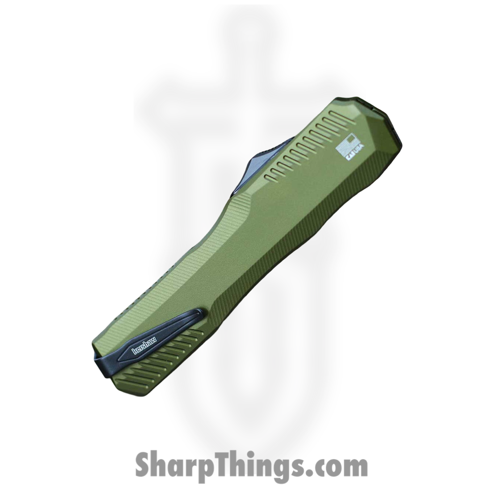 Kershaw - KS9000DEOL - Livewire - OTF Auto - CPM MagnaCut Coated Dagger - Aluminum - OD Green - Image 4