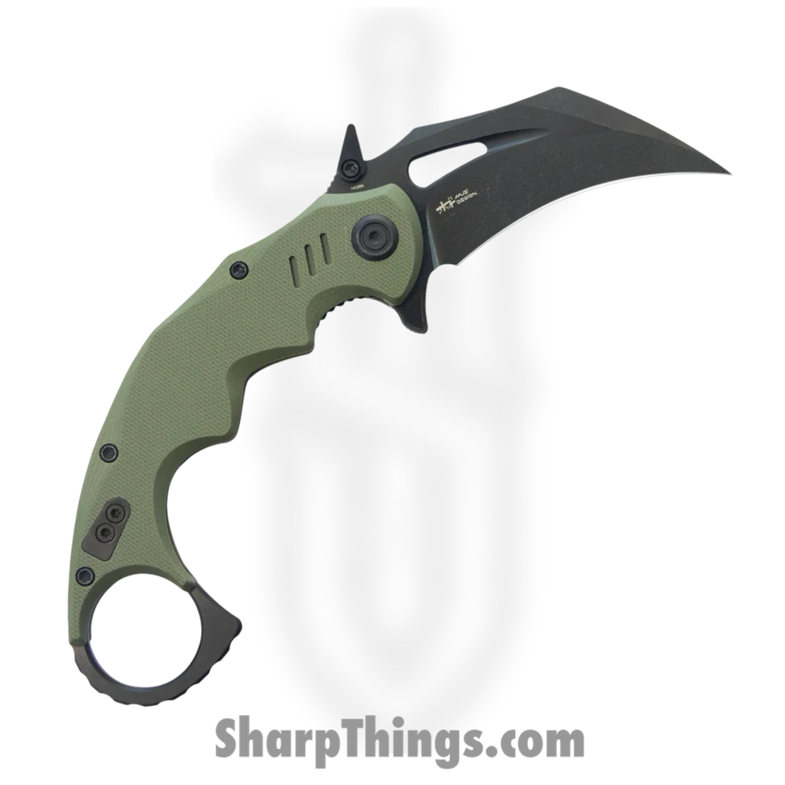 Kubey - KUB262F - Mini Wrath - Folding Knife - 14C28N Blackwash Karambit - G10 - Green