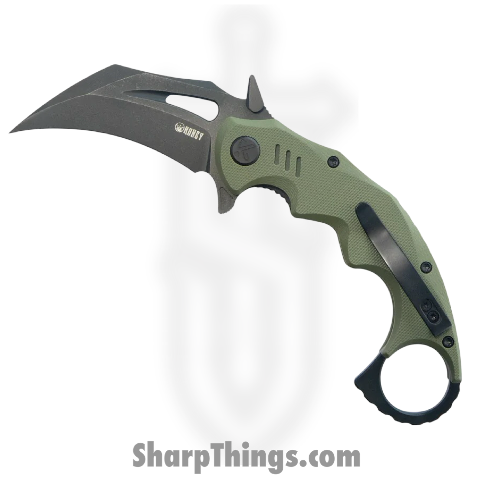 Kubey - KUB262F - Mini Wrath - Folding Knife - 14C28N Blackwash Karambit - G10 - Green - Image 2