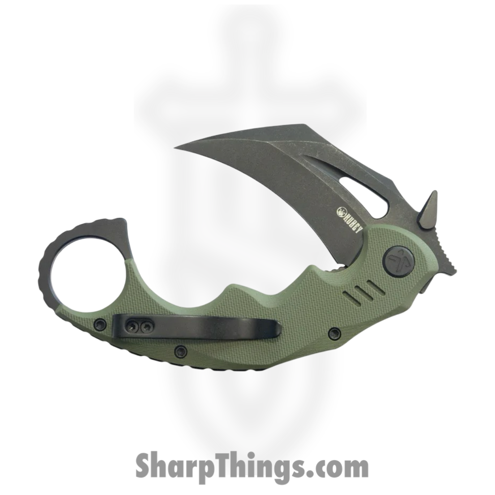 Kubey - KUB262F - Mini Wrath - Folding Knife - 14C28N Blackwash Karambit - G10 - Green - Image 3