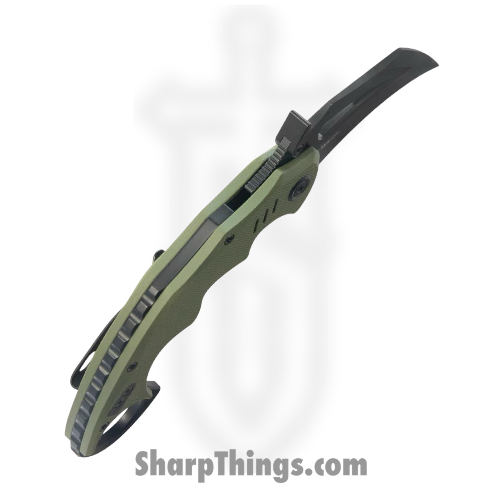 Kubey - KUB262F - Mini Wrath - Folding Knife - 14C28N Blackwash Karambit - G10 - Green - Image 4