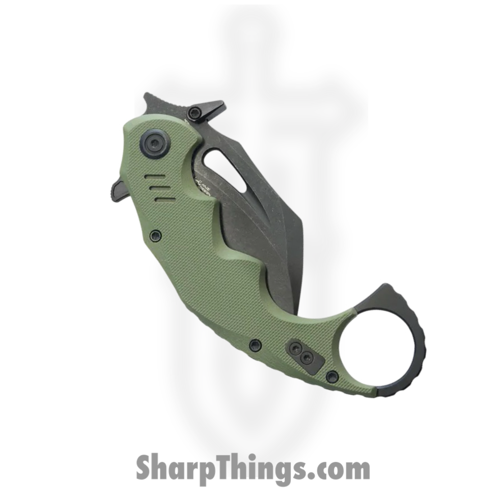 Kubey - KUB262F - Mini Wrath - Folding Knife - 14C28N Blackwash Karambit - G10 - Green - Image 5