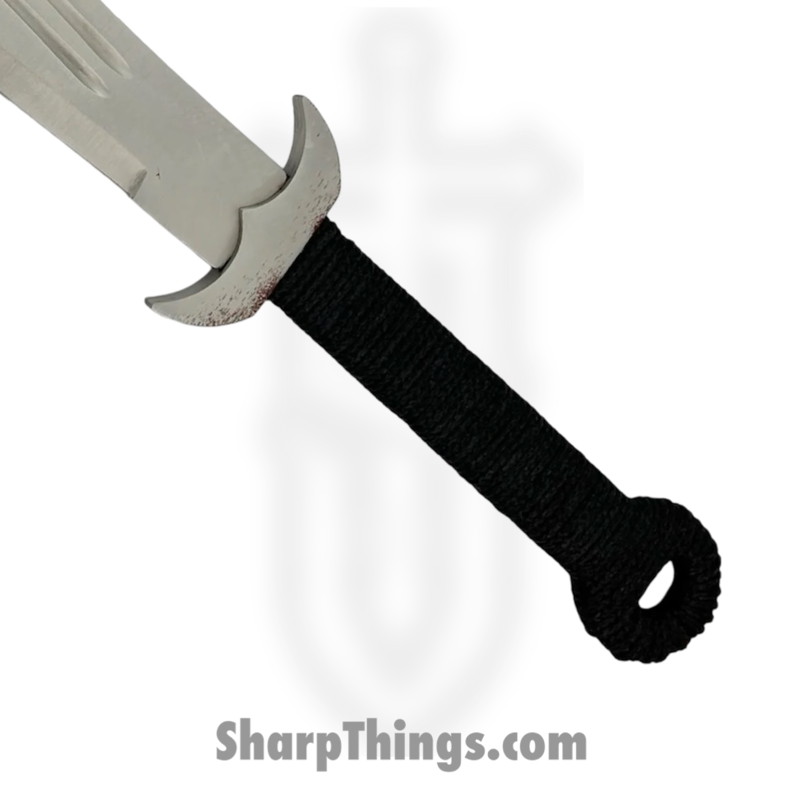 PTC - MKM-146-BK - Chinese Malitia Machete with Leather Case - Fixed Blade Knife - Steel Satin - Rubber - Black - Image 3