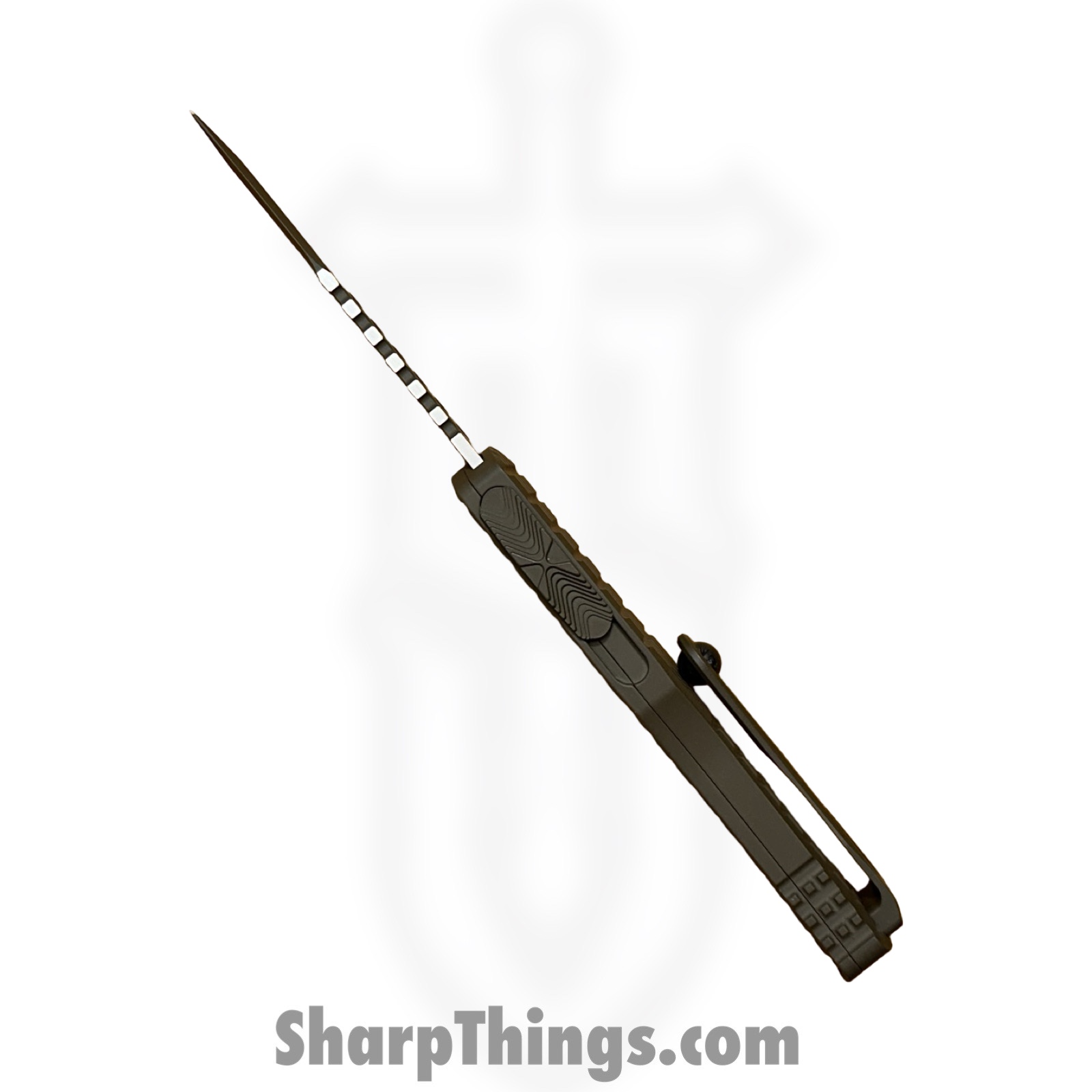 Microtech - 919-1FRCCHS-BLEM - Blemish Hera Hellhound Frag - OTF Auto - M390 Two Tone Tanto - 6061-T6 Aluminum - Cerakote Chocolate Brown - Image 7