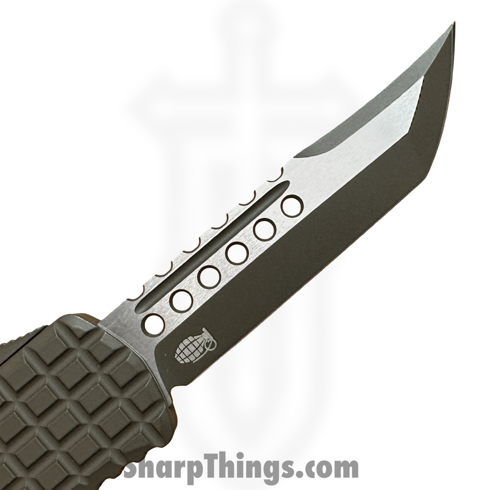 Microtech - 919-1FRCCHS-BLEM - Blemish Hera Hellhound Frag - OTF Auto - M390 Two Tone Tanto - 6061-T6 Aluminum - Cerakote Chocolate Brown - Image 6