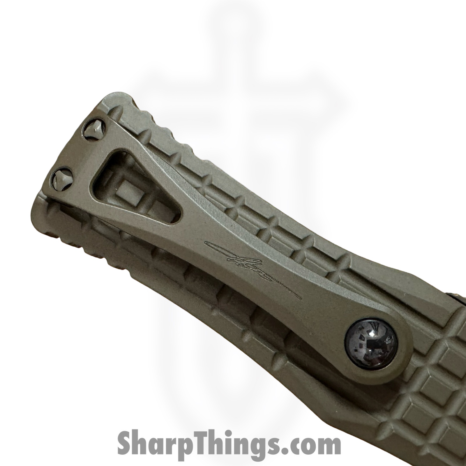 Microtech - 919-1FRCCHS-BLEM - Blemish Hera Hellhound Frag - OTF Auto - M390 Two Tone Tanto - 6061-T6 Aluminum - Cerakote Chocolate Brown - Image 4