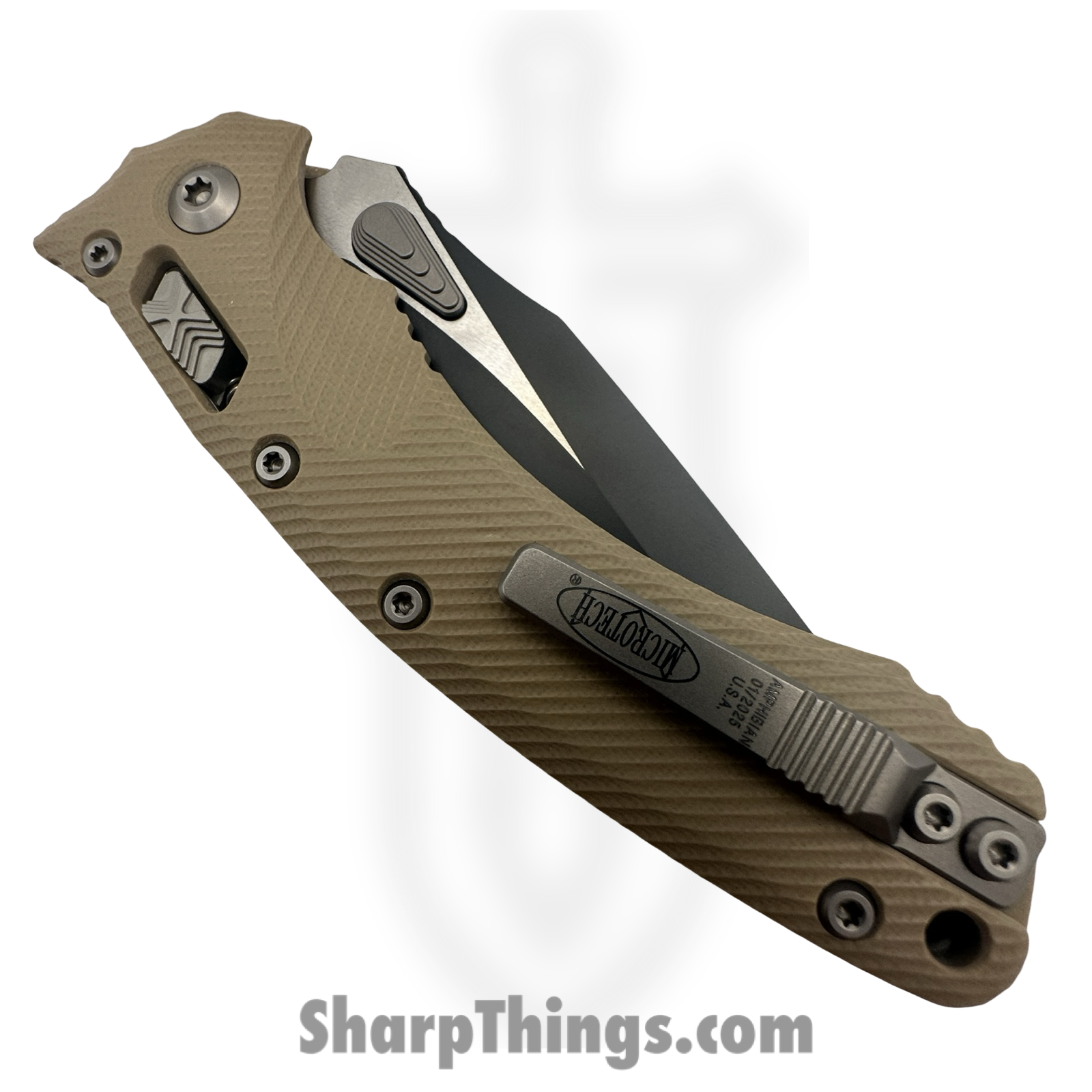 Microtech - 137RL-1FLGTTA-BLEM - Blemish Amphibian - Folding Knife - M390MK Coated Clip Point - Fluted G10 - Tan - Image 5