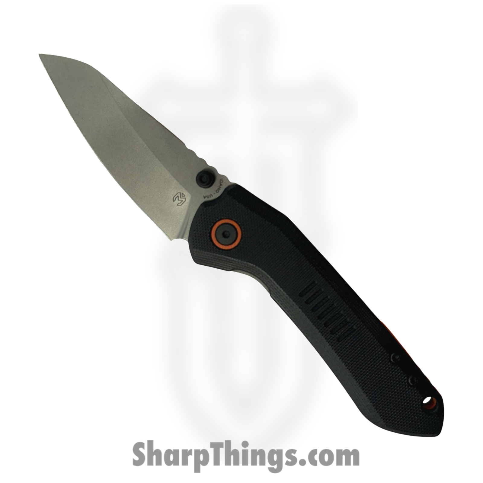 Millit Knives - OVSWG10BKOR - Overland Zirblast - Folding Knife - CPM S35VN Stonewash Sheepsfoot - G10 - Black Orange