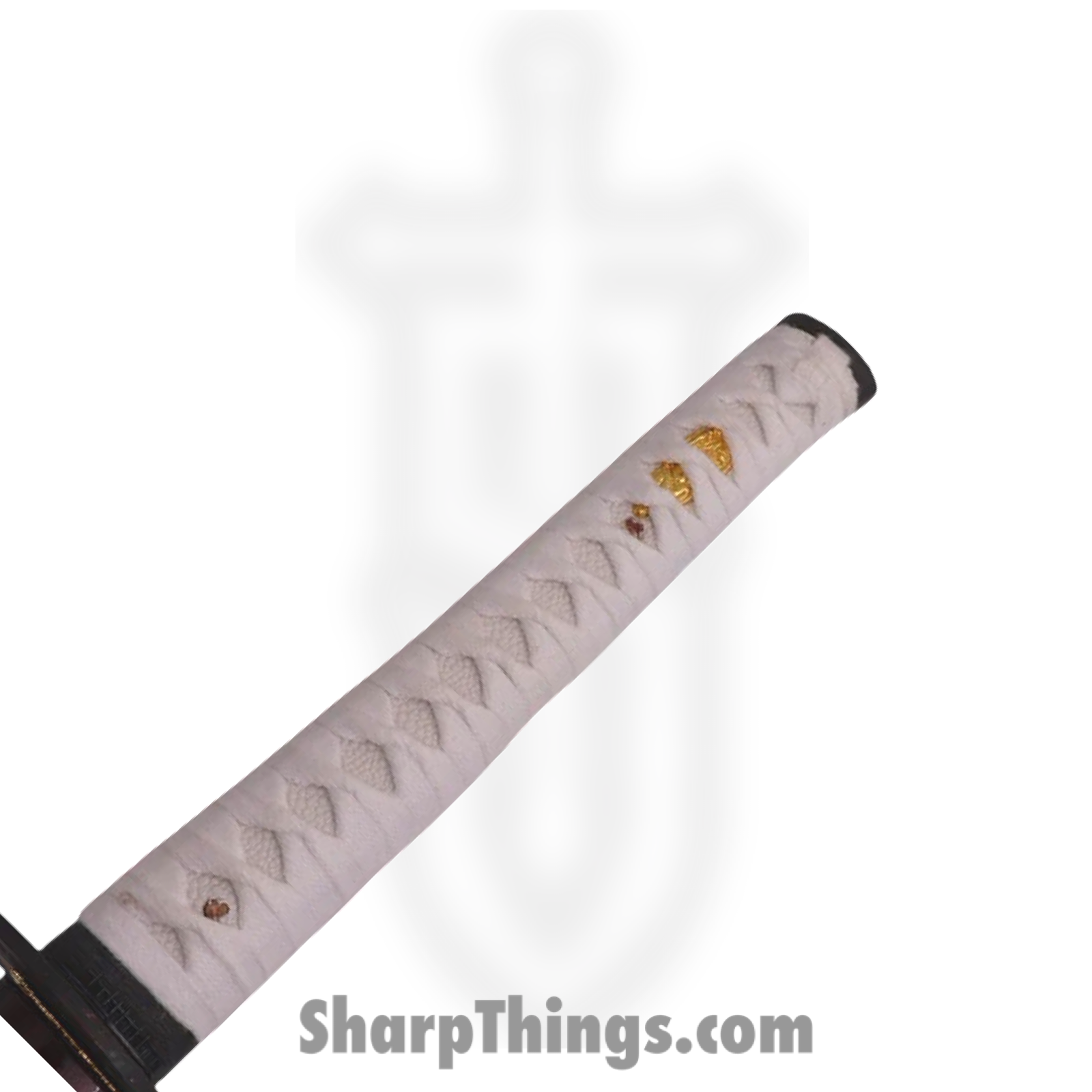 PTC - PS-H-09 - Battle Ready Katana with Stand - Fixed Blade Knife - Carbon Steel Polished Sword - Wrapped - White - Image 2