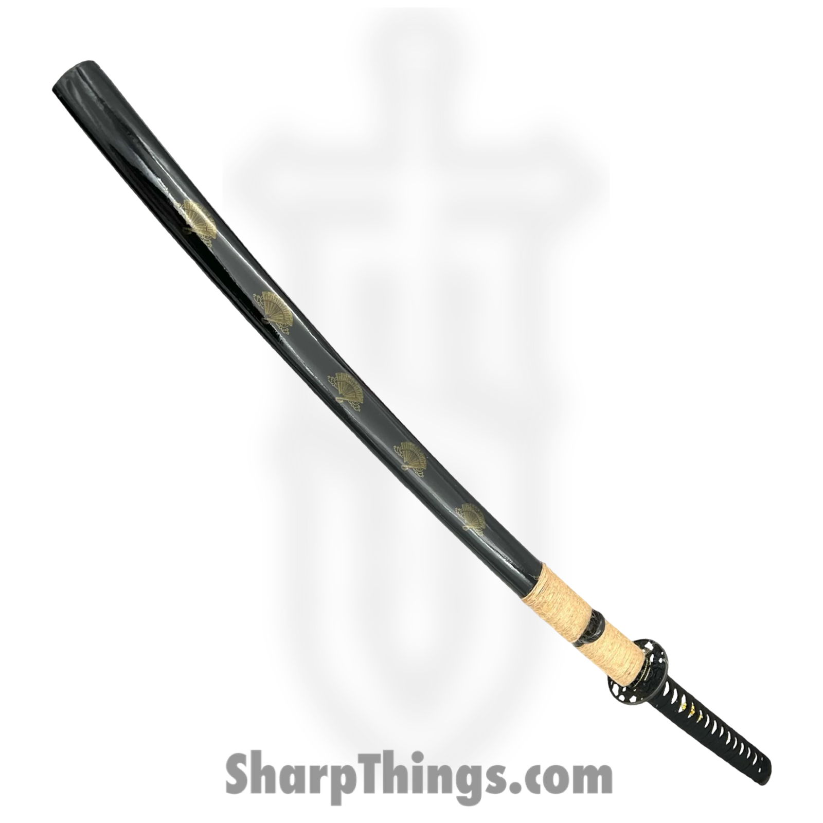 PTC - PS-H013 - Battle Ready Katana - Fixed Blade Knife - Carbon Steel Polished Sword - Wrapped - Black Gold - Image 3