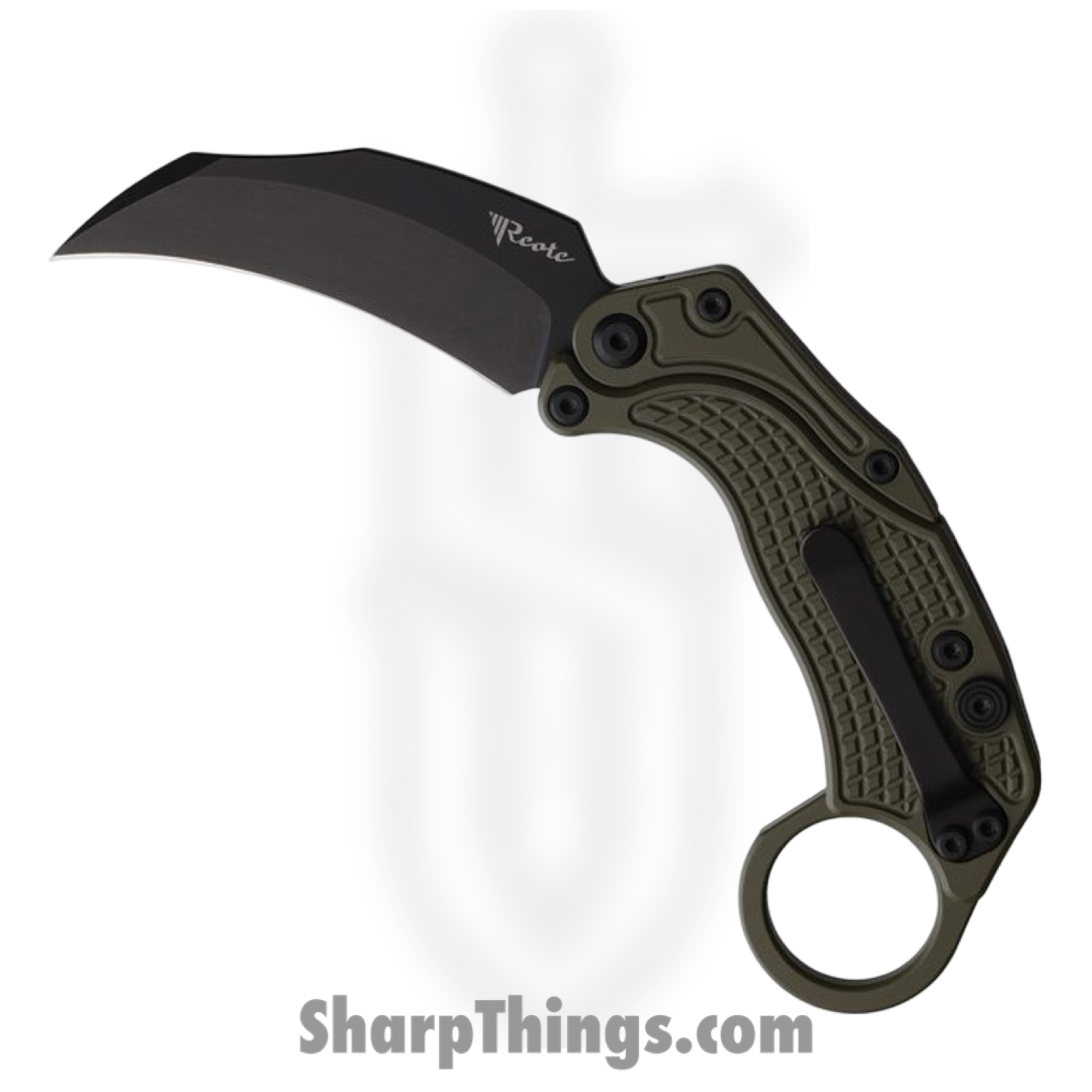 Reate Knives - REA119 - EXO-K - Folding Knife - Bohler N690 Coated Karambit - Aluminum - Green