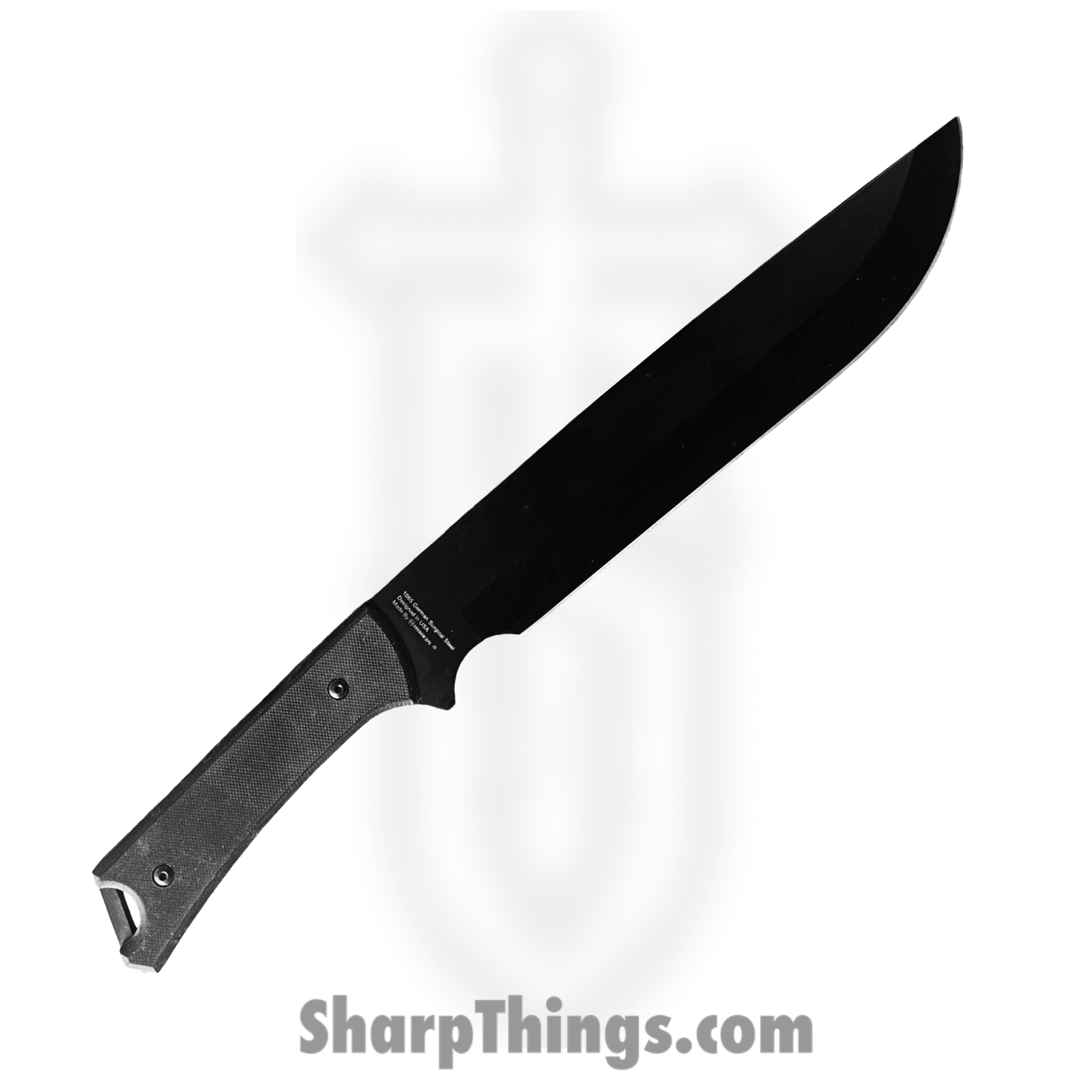 PTC - SO-237-BK-LUX - Heavy Duty Machete - Fixed Blade Knife - 1065 Surgical Steel Coated Drop Point - Black - Image 2