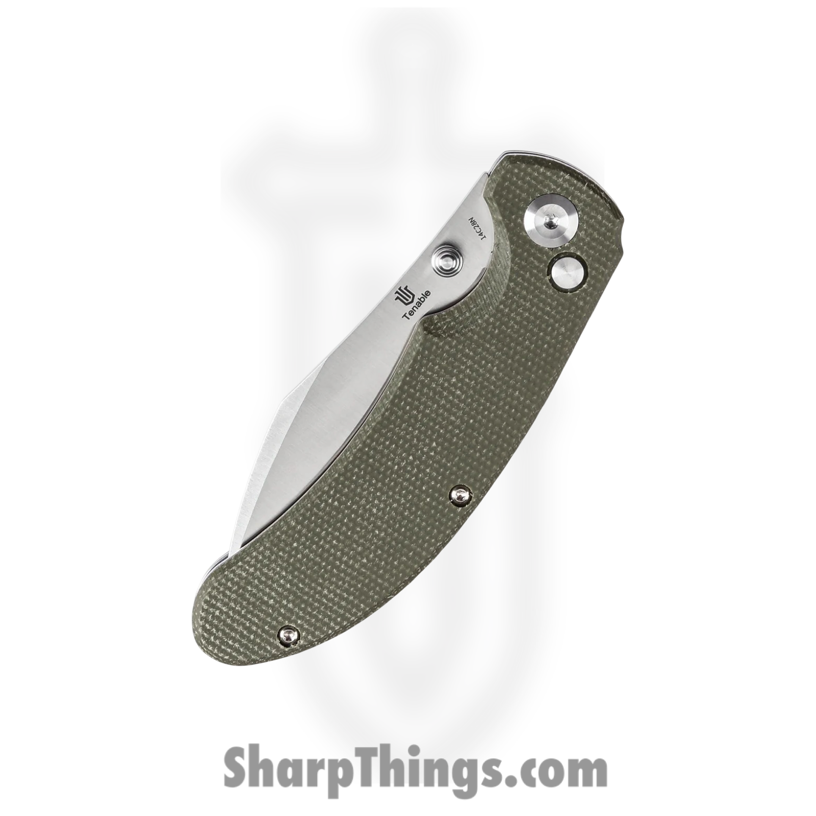 Tenable Knives - T1039F4 - Nesstreet - Folding Knife - 14C28N Satin Drop Point - Micarta - Green - Image 3
