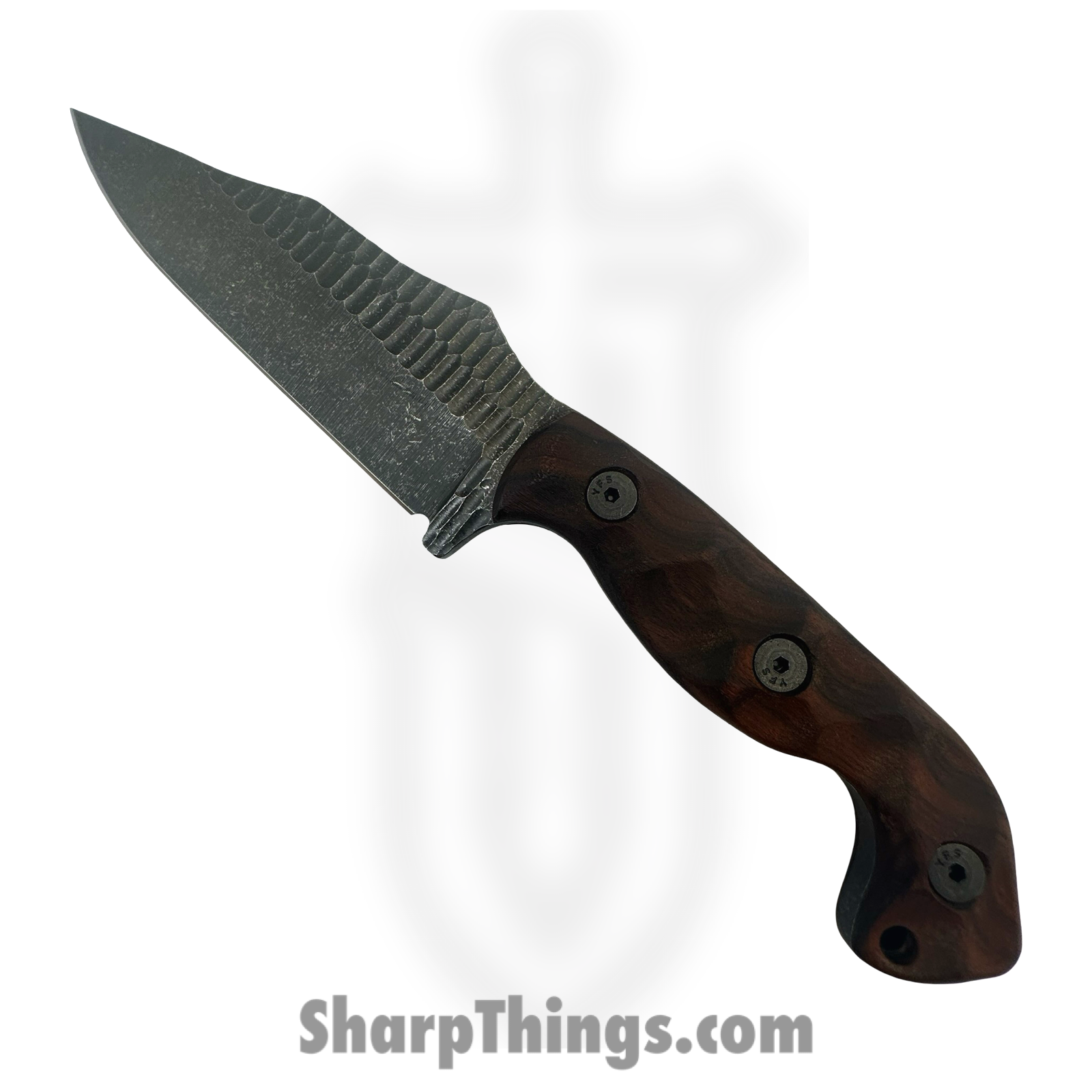 Stroup Knives - TU1-W - Tactical Use - Fixed Blade Knife - 1095 HC Acid Wash Clip Point - Honduran Rosewood - Brown