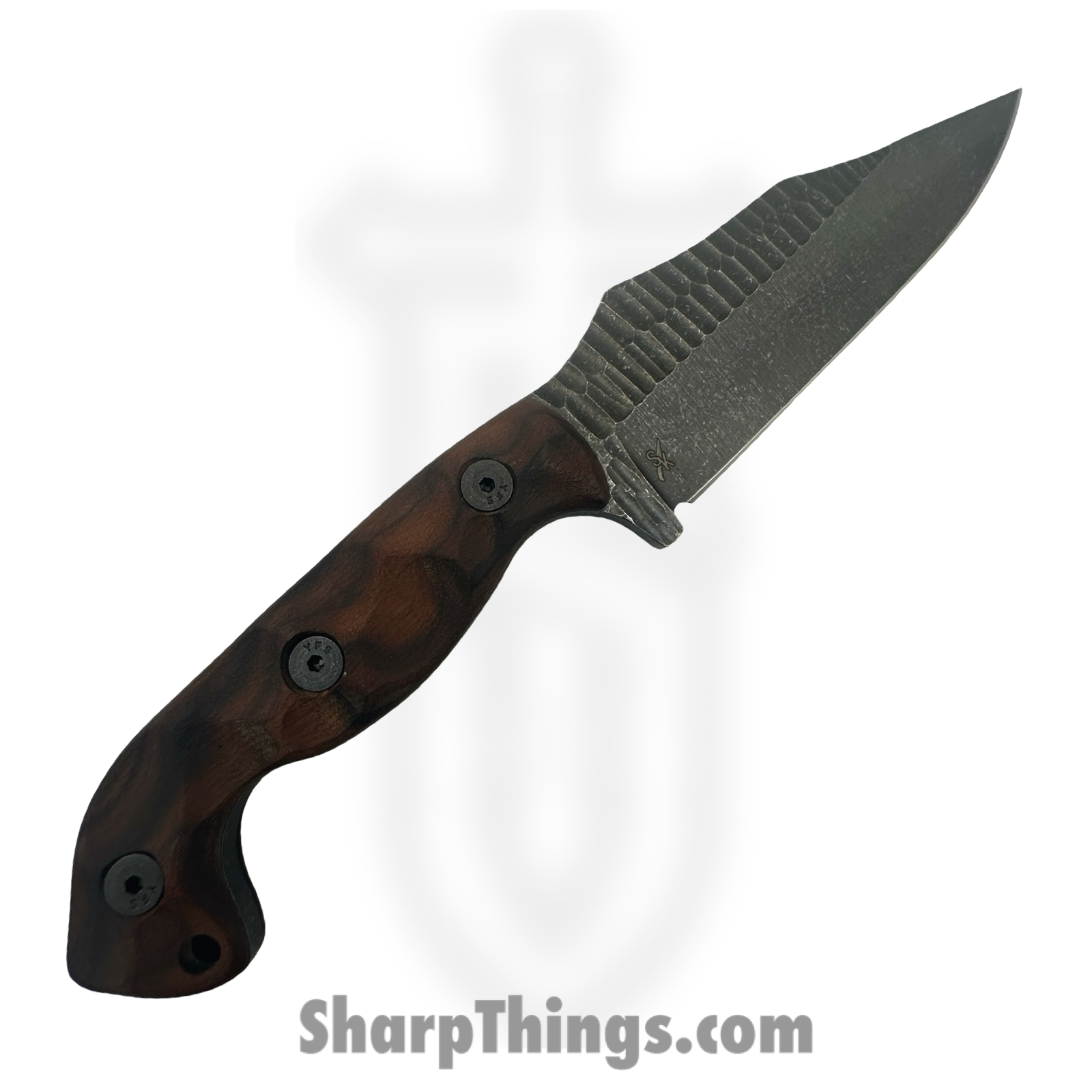 Stroup Knives - TU1-W - Tactical Use - Fixed Blade Knife - 1095 HC Acid Wash Clip Point - Honduran Rosewood - Brown - Image 2