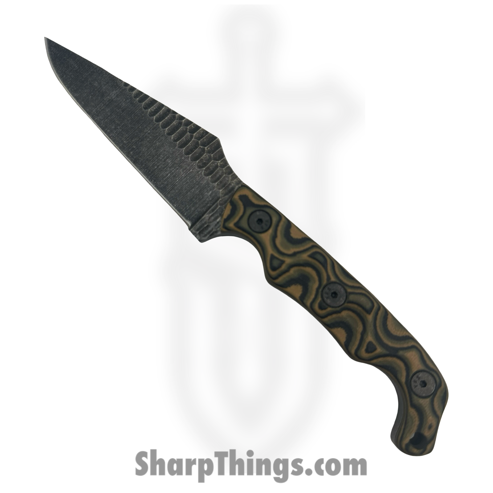 Stroup Knives - TU2-CAMOL-G10 - Tactical Use - Fixed Blade Knife - 1095 HC Acid Wash Clip Point - G10 - Camo