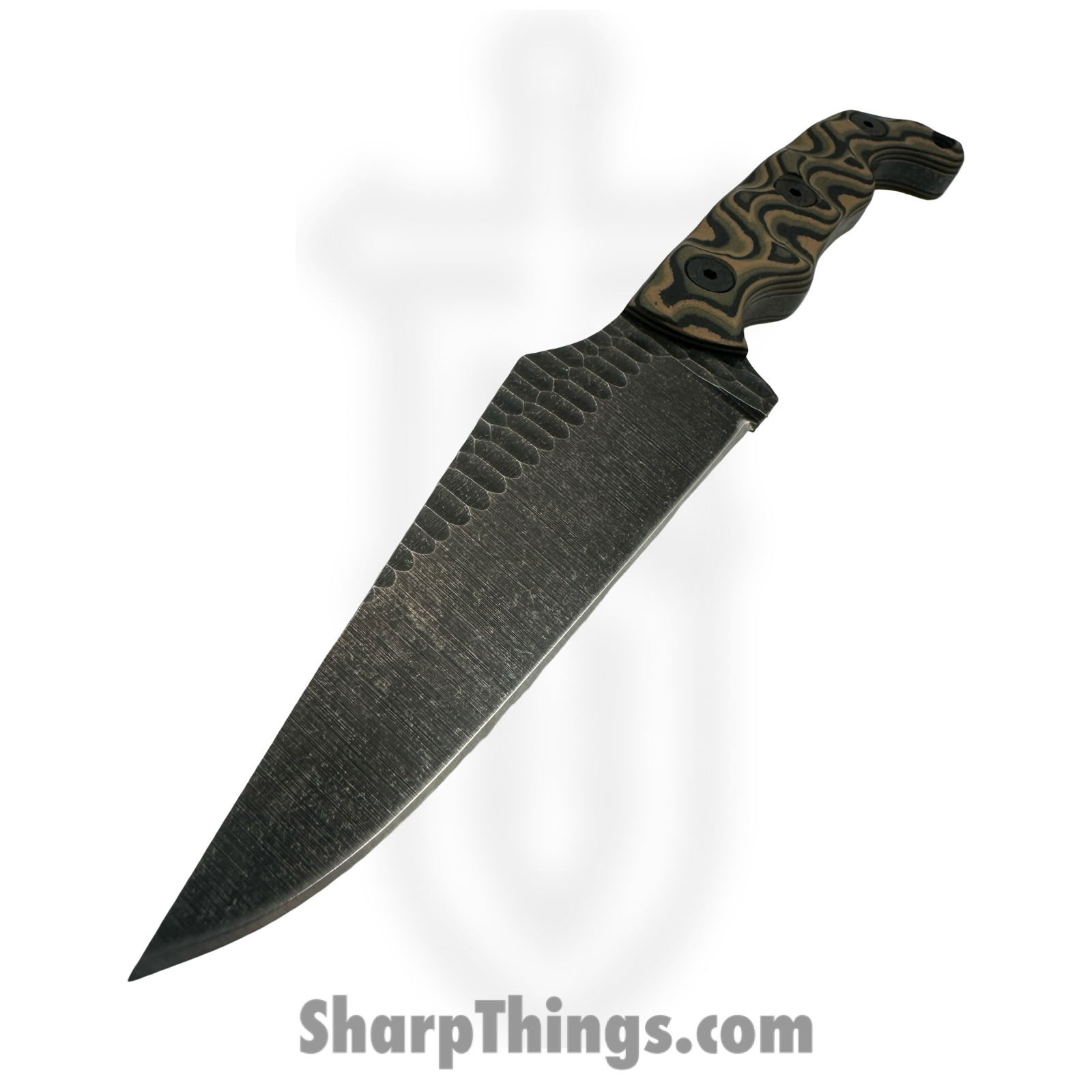 Stroup Knives - TU2-CAMOL-G10 - Tactical Use - Fixed Blade Knife - 1095 HC Acid Wash Clip Point - G10 - Camo - Image 3
