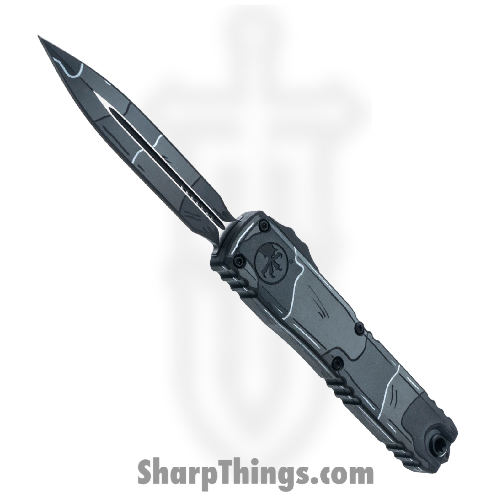 Microtech - 1122-1UCCOMICS - Ultratech ZBP Gen III SS - OTF Auto - M390MK Coated Dagger - Comic Strip Aluminum - Urban Camo