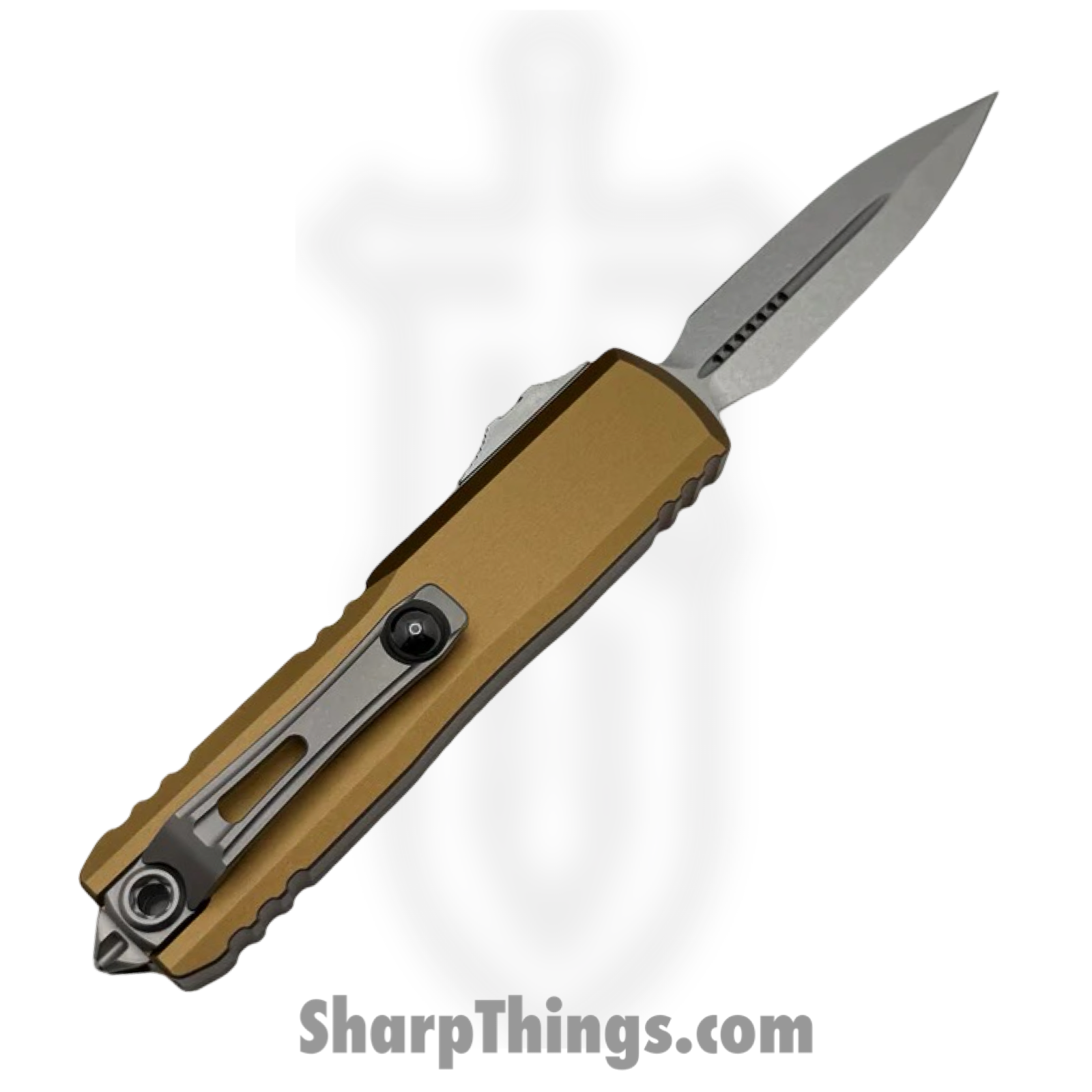 Microtech - 12324-10TA - UTX-85 Gen IV - OTF Auto - M390MK Stonewash Dagger - Aluminum - Tan - Image 2