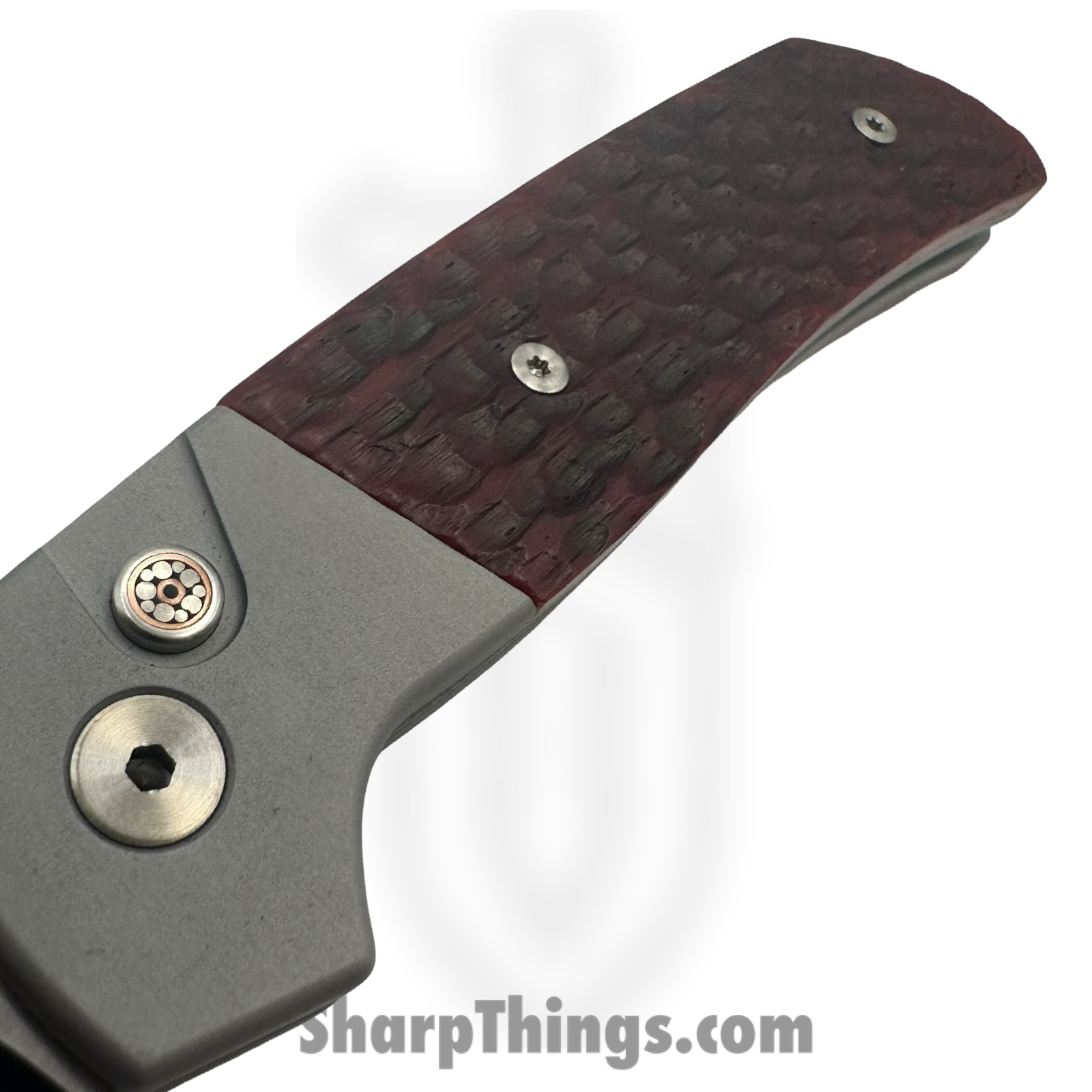 ProTech - 2025-ATCF-CUST033 - Terzuola ATCF - Automatic Knife - CPM MagnaCut Satin Drop Point - Aluminum Bone - Red Silver - Image 2