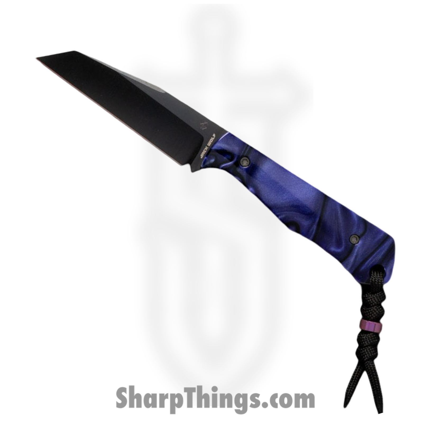 Jack Wolf Knives - COLLU-01-PUR-KIR - Collusion - Fixed Blade Knife - S90V Coated Reverse Tanto - Kirinite - Purple Wave