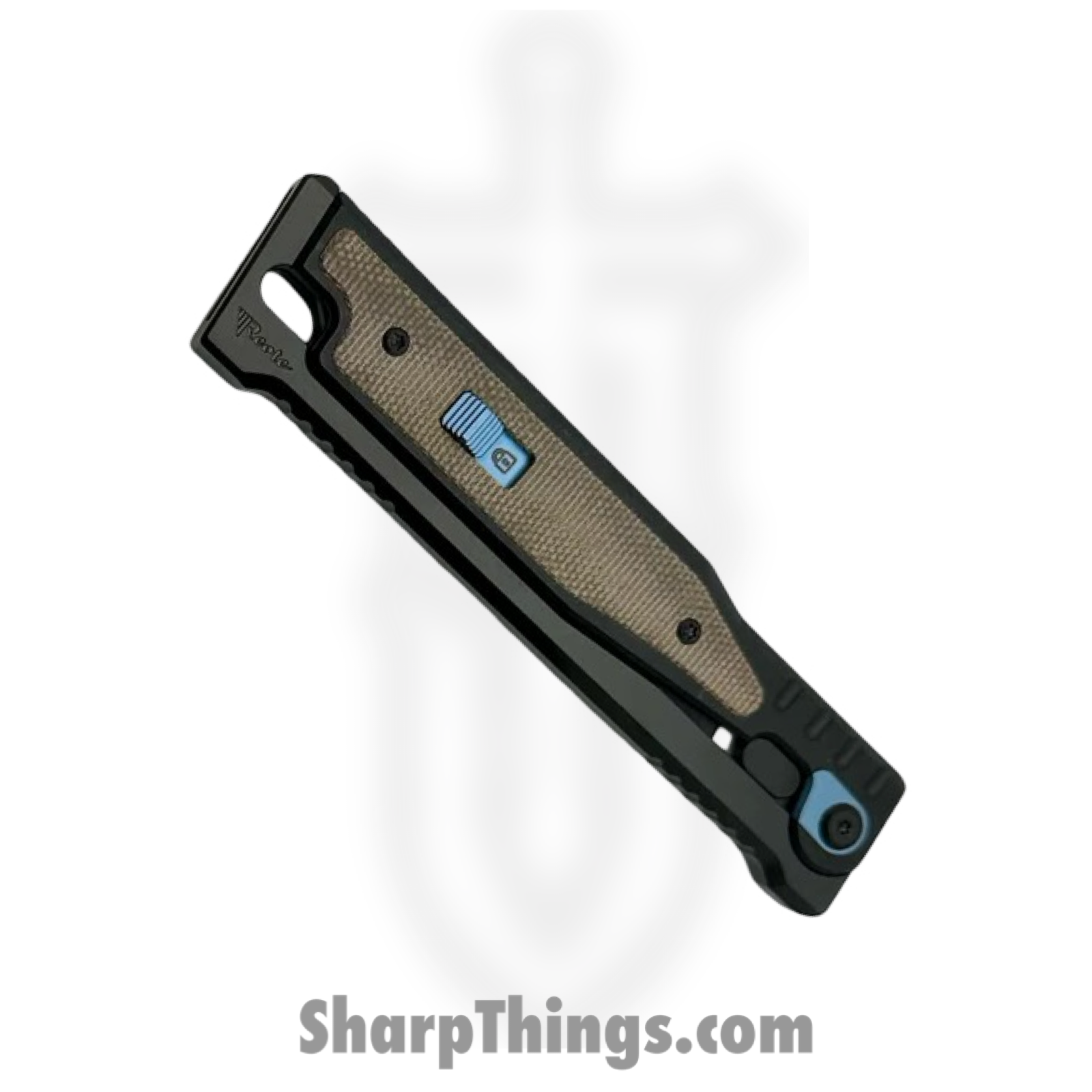 Reate Knives - EXO1233ELMI - EXO - Gravity Knife - ELMAX Coated Tanto - Titanium Micarta - Green - Image 3