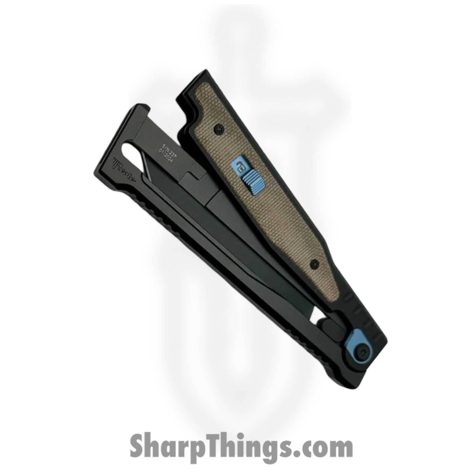 Reate Knives - EXO1233ELMI - EXO - Gravity Knife - ELMAX Coated Tanto - Titanium Micarta - Green - Image 5