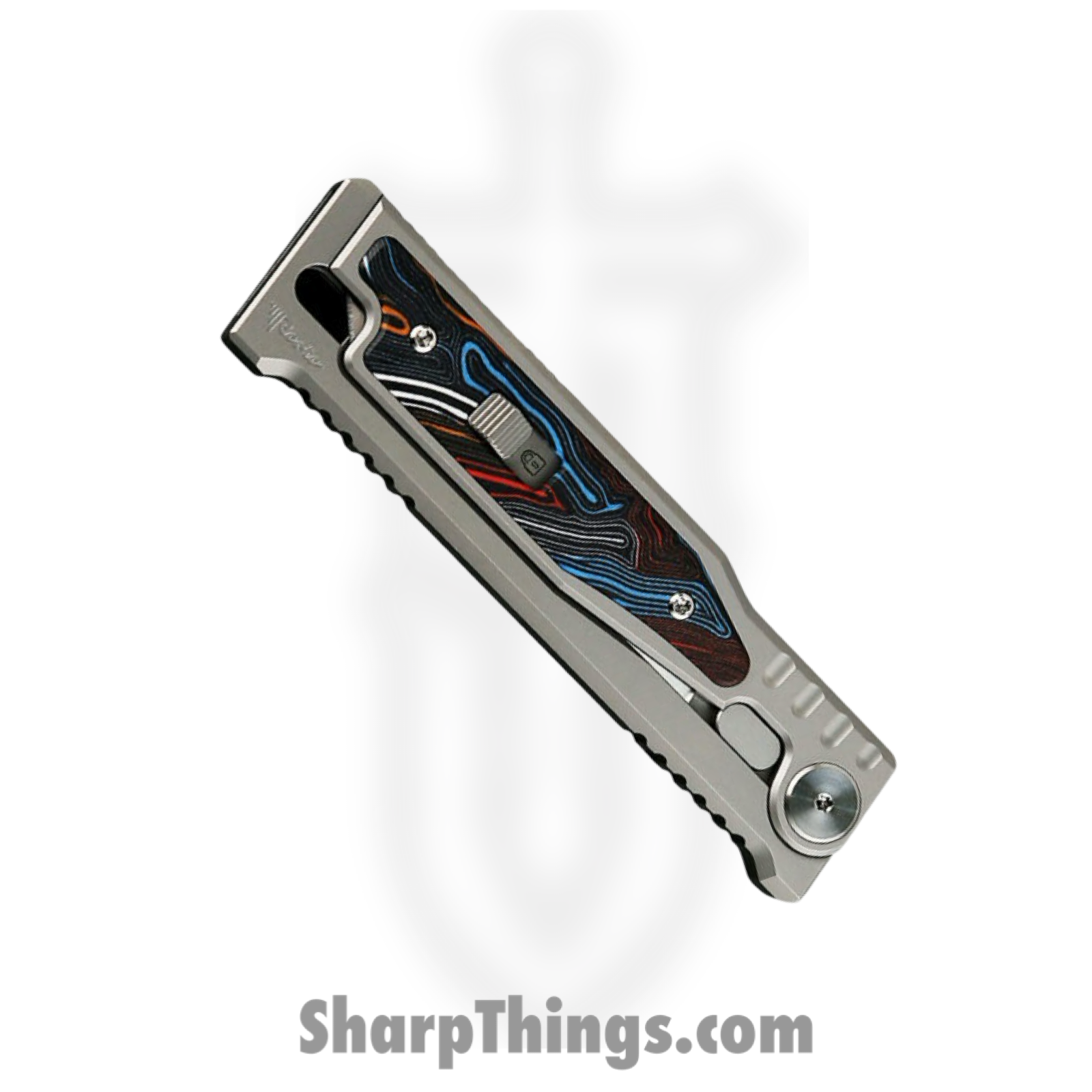 Reate Knives - EXO2122ELG10 - EXO-M - Gravity Knife - ELMAX Satin Drop Point - Titanium G10 Damascus - Multi - Image 3