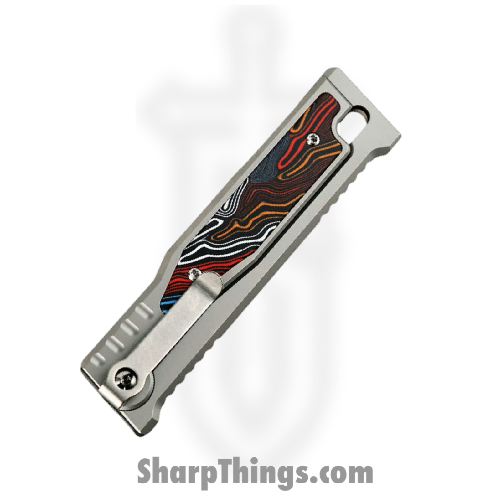 Reate Knives - EXO2122ELG10 - EXO-M - Gravity Knife - ELMAX Satin Drop Point - Titanium G10 Damascus - Multi - Image 4