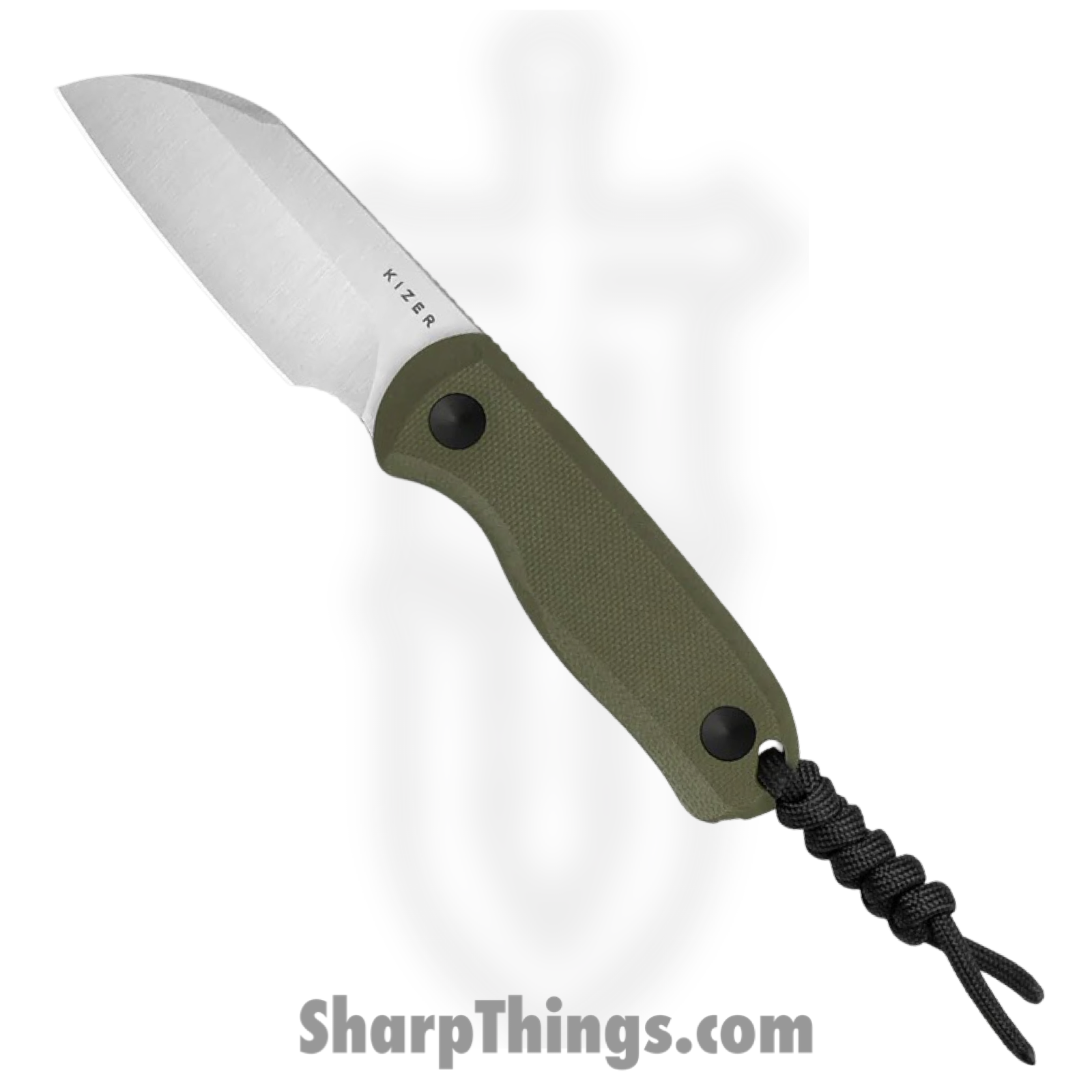 Kizer Cutlery - KI1093A1 - Drop Bear - Fixed Blade Knife - AEB-L Satin Sheepsfoot - G10 - OD Green