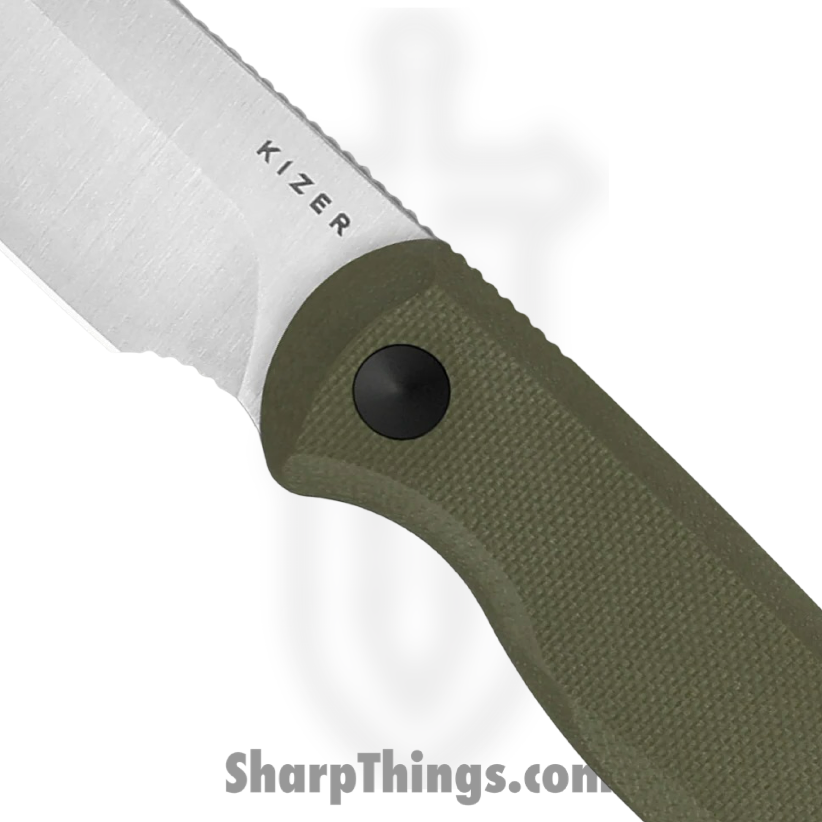 Kizer Cutlery - KI1093A1 - Drop Bear - Fixed Blade Knife - AEB-L Satin Sheepsfoot - G10 - OD Green - Image 3