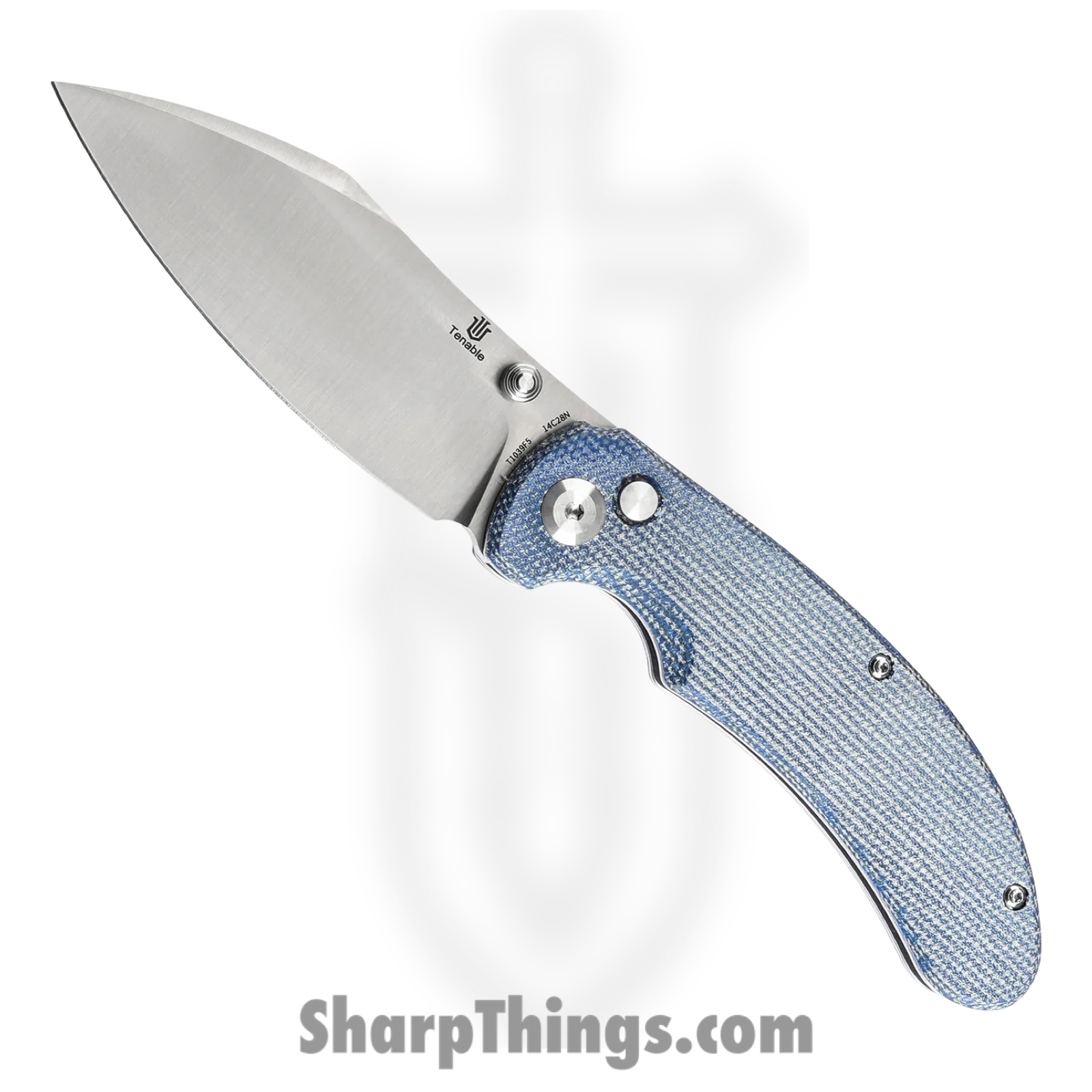 Tenable Knives - T1039F5 - Nesstreet - Folding Knife - 14C28N Satin Drop Point - Micarta - Ice Cream Blue