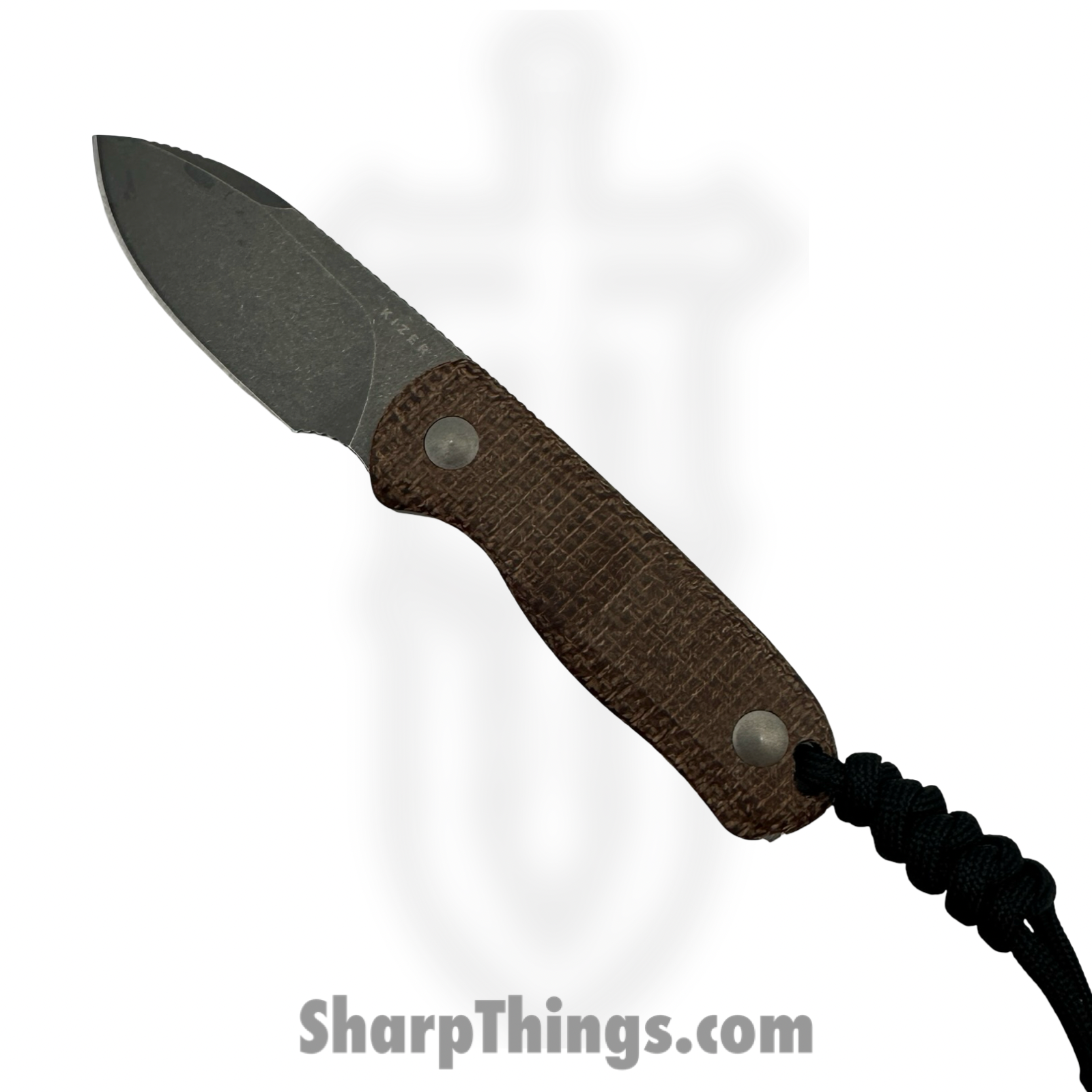 Kizer Cutlery - 1094A1- Drop Bear - Fixed Blade Knife - AEB-L Stone Wash Spearpoint -Brown Burlap Micarta
