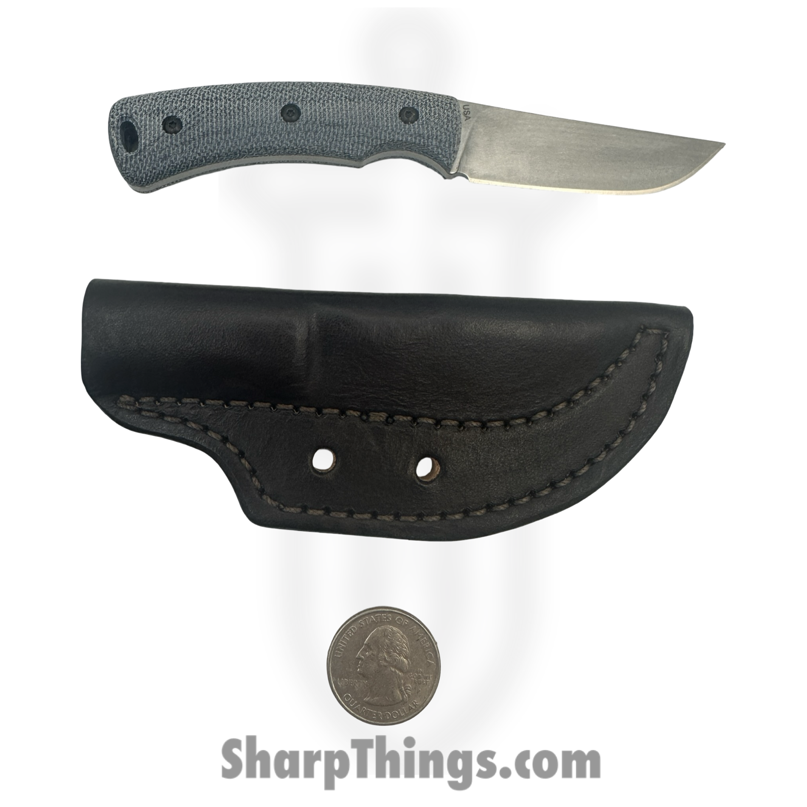 TRM - DLR-TAG-MIC-BLUDEN - Tagalong - Fixed Blade Knife - CPM MagnaCut Satin Drop Point - Micarta - Blue Denim - Image 2