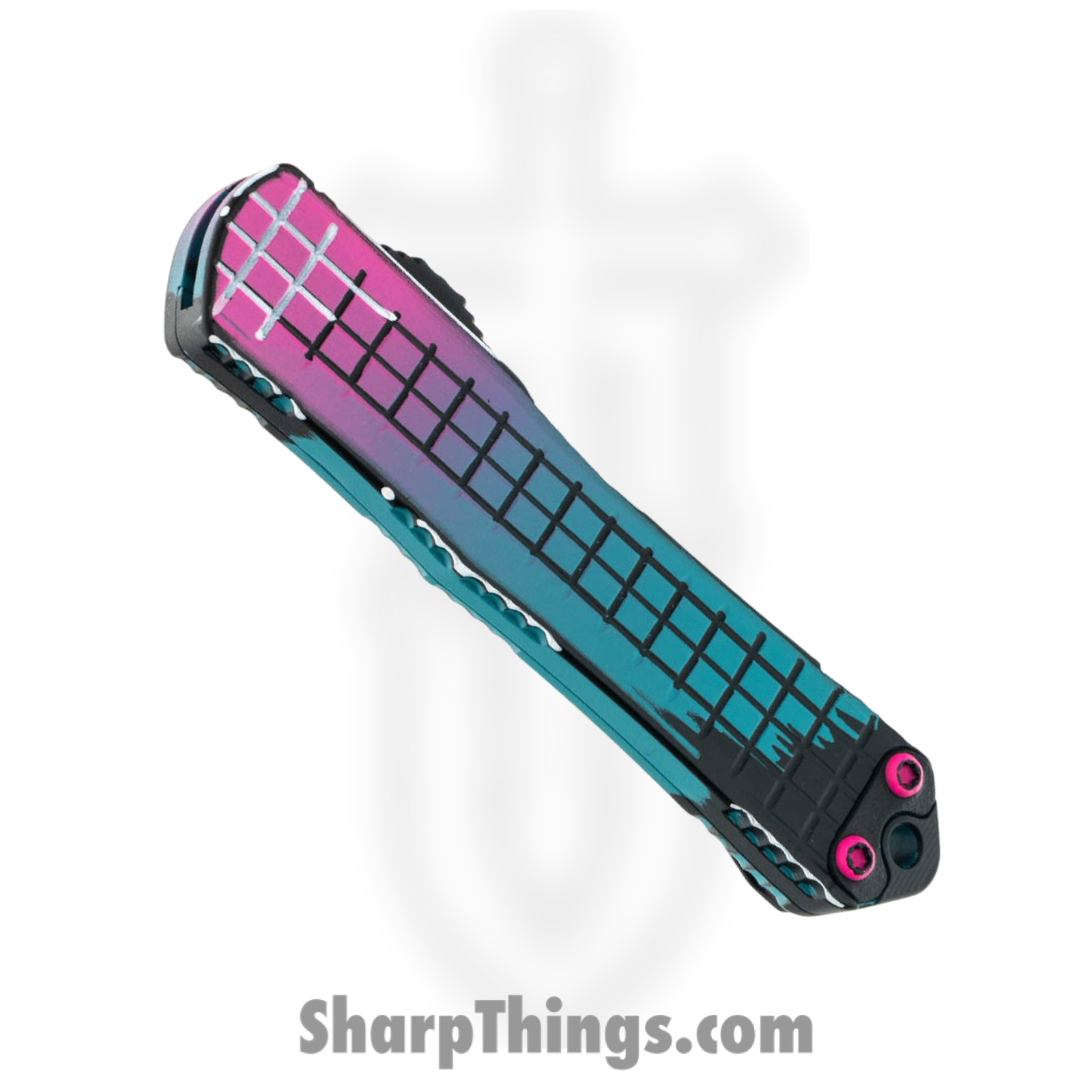 Heretic Knives - H023F-CS-MV - Manticore S - OTF Auto - CPM MagnaCut Coated Tanto - Aluminum Cel Shading - Miami Vice - Image 4