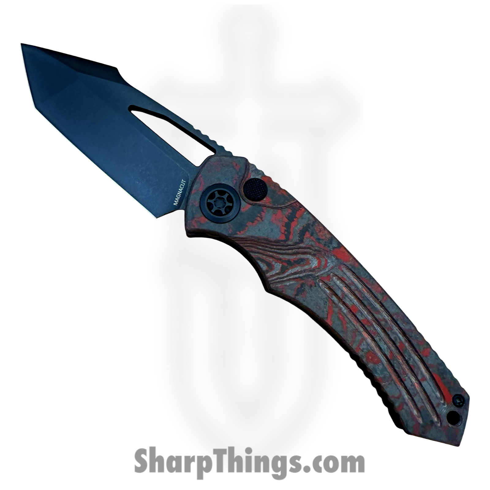 Heretic Knives - H047-6A-RD/CC - Pariah Iconoclast - Folding Knife - CPM MagnaCut Coated Tanto - Carbon Fiber - Blood Red