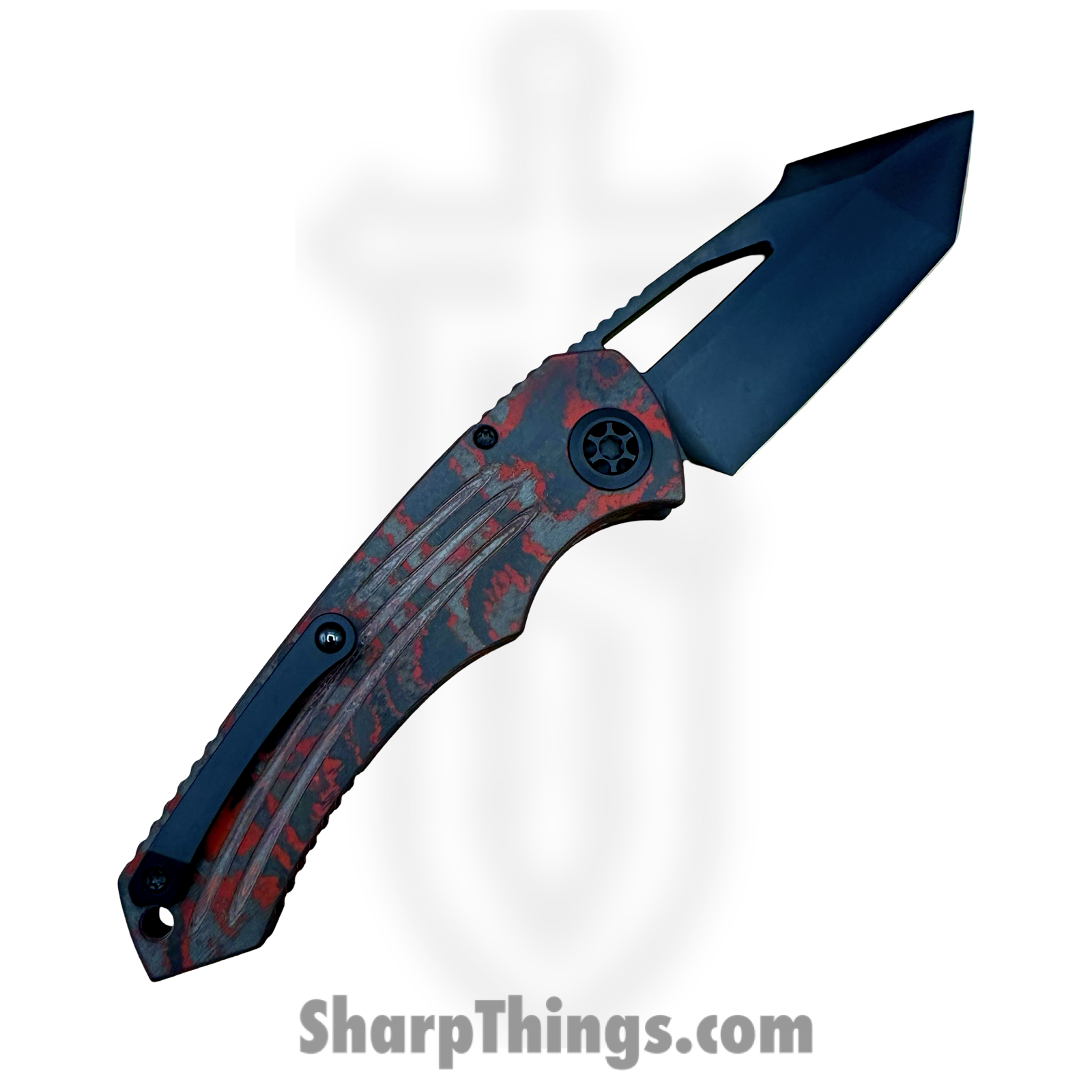 Heretic Knives - H047-6A-RD/CC - Pariah Iconoclast - Folding Knife - CPM MagnaCut Coated Tanto - Carbon Fiber - Blood Red - Image 2