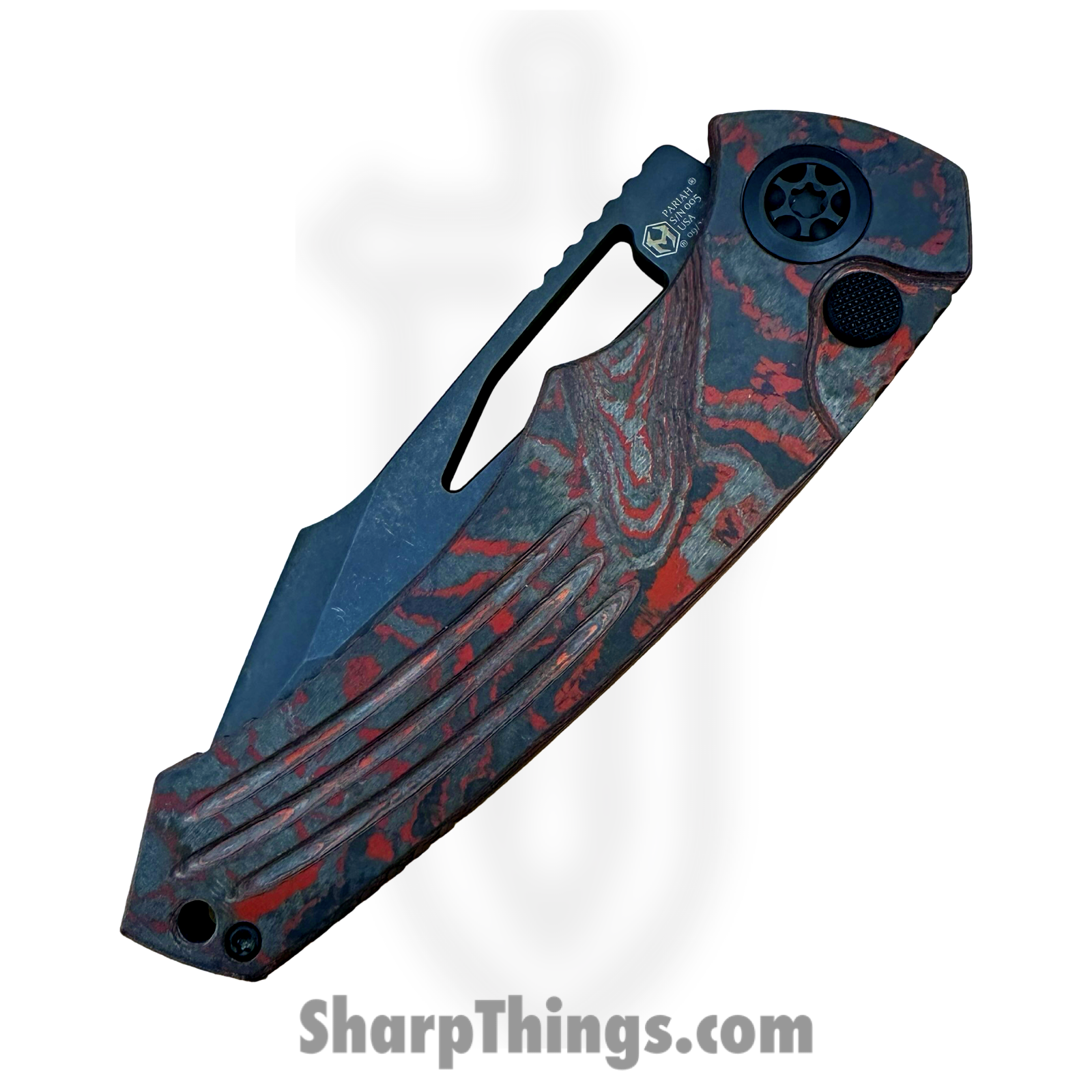 Heretic Knives - H047-6A-RD/CC - Pariah Iconoclast - Folding Knife - CPM MagnaCut Coated Tanto - Carbon Fiber - Blood Red - Image 3