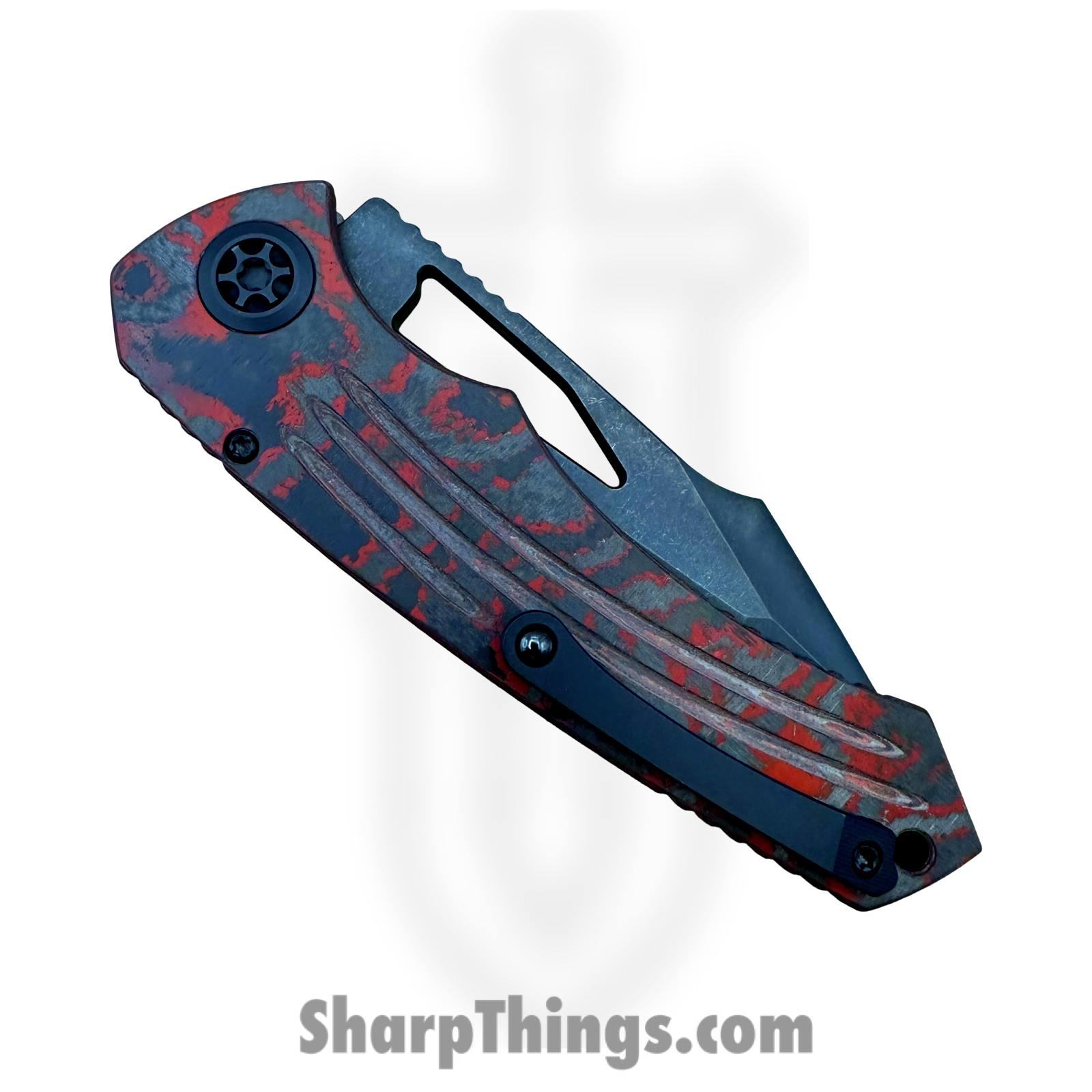 Heretic Knives - H047-6A-RD/CC - Pariah Iconoclast - Folding Knife - CPM MagnaCut Coated Tanto - Carbon Fiber - Blood Red - Image 4